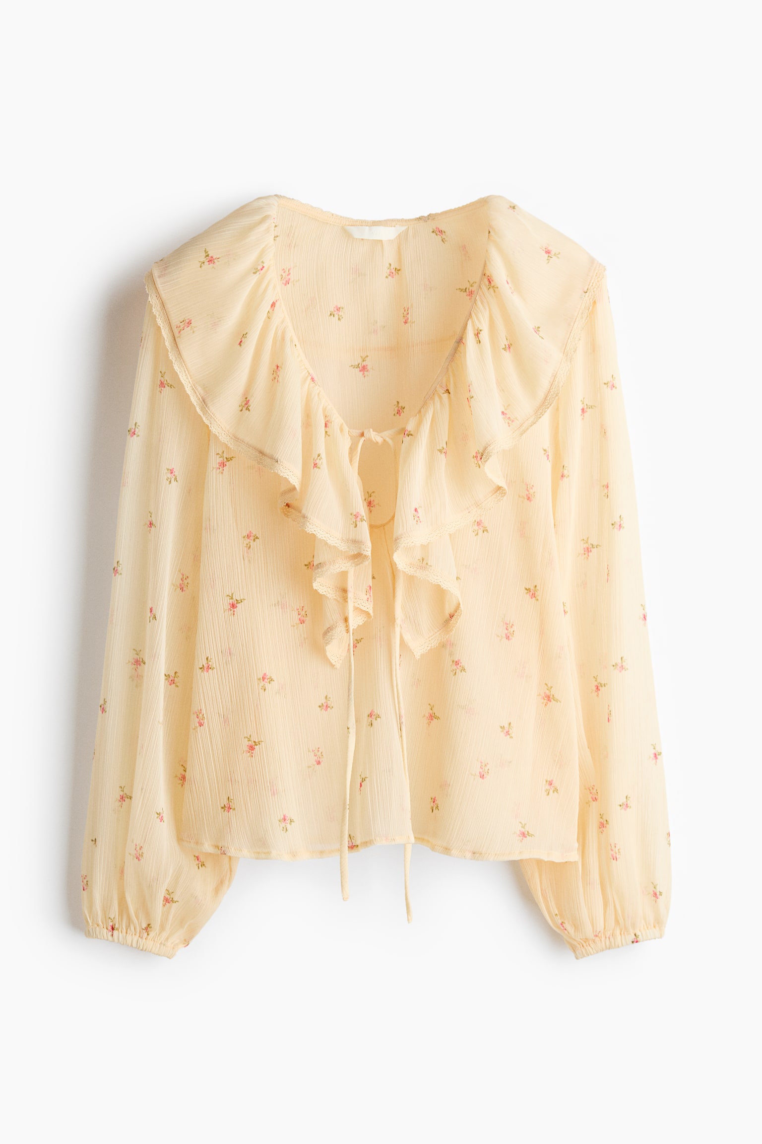 Crinkled chiffon blouse - Light yellow/floral