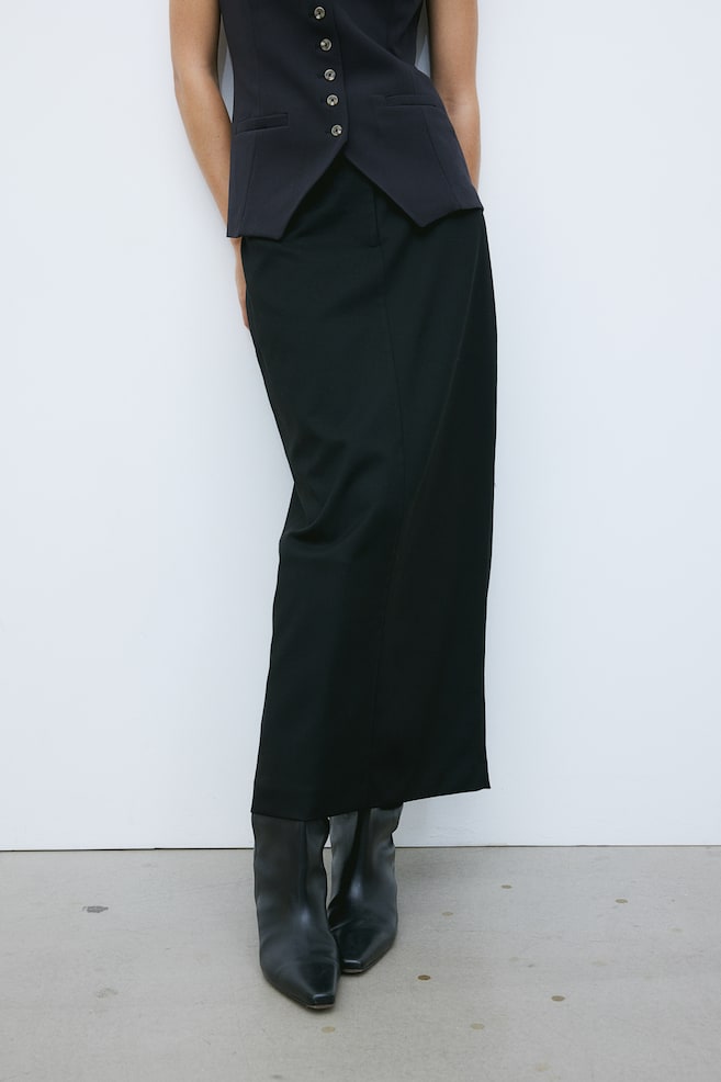 Twill pencil skirt - Black/Grey/Pinstriped - 8