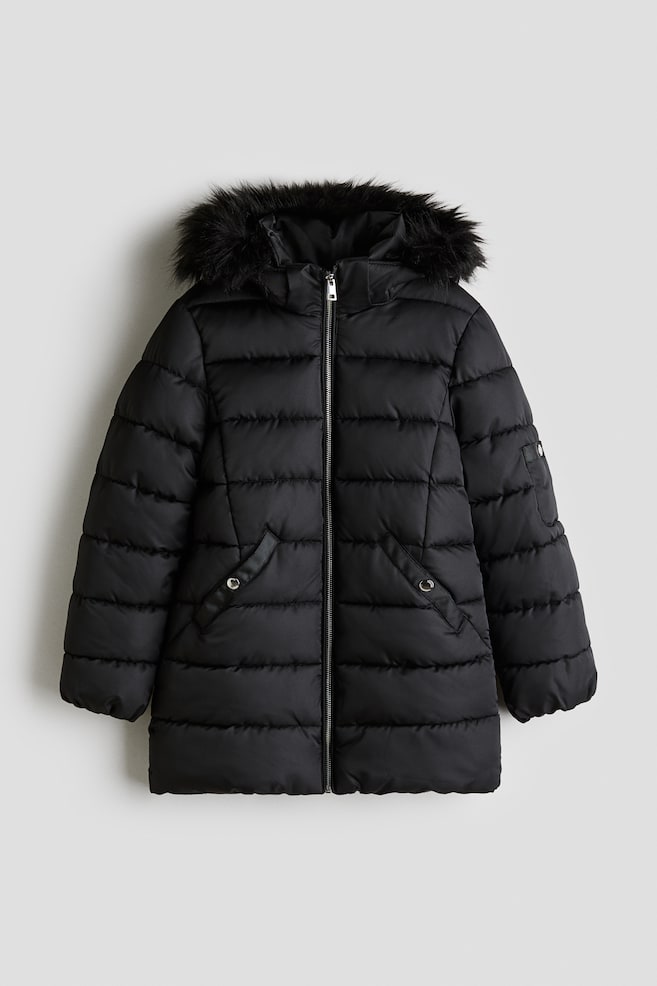 Hooded puffer jacket - Black - 1
