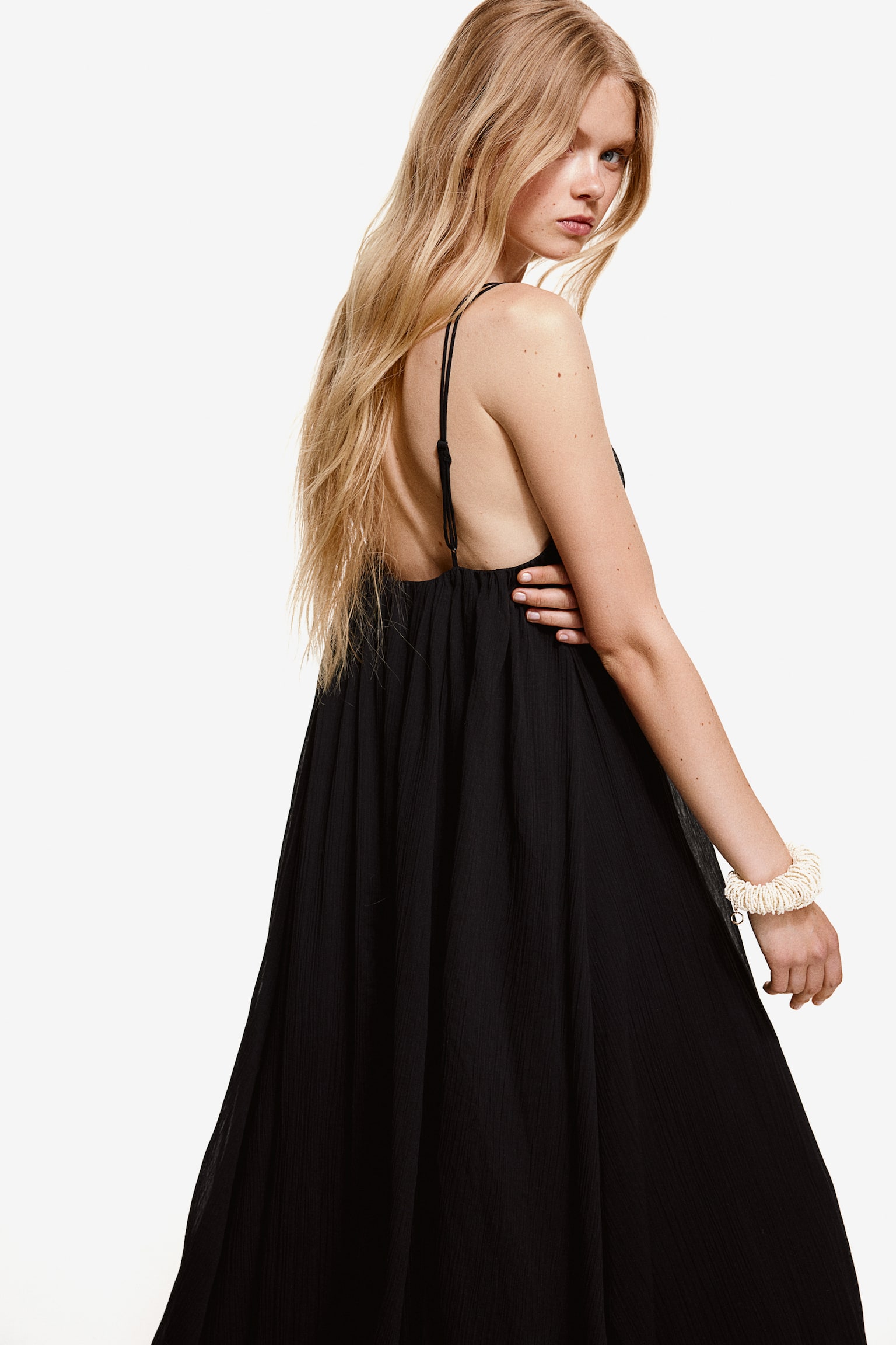 Cotton Maxi Dress - Black - 6