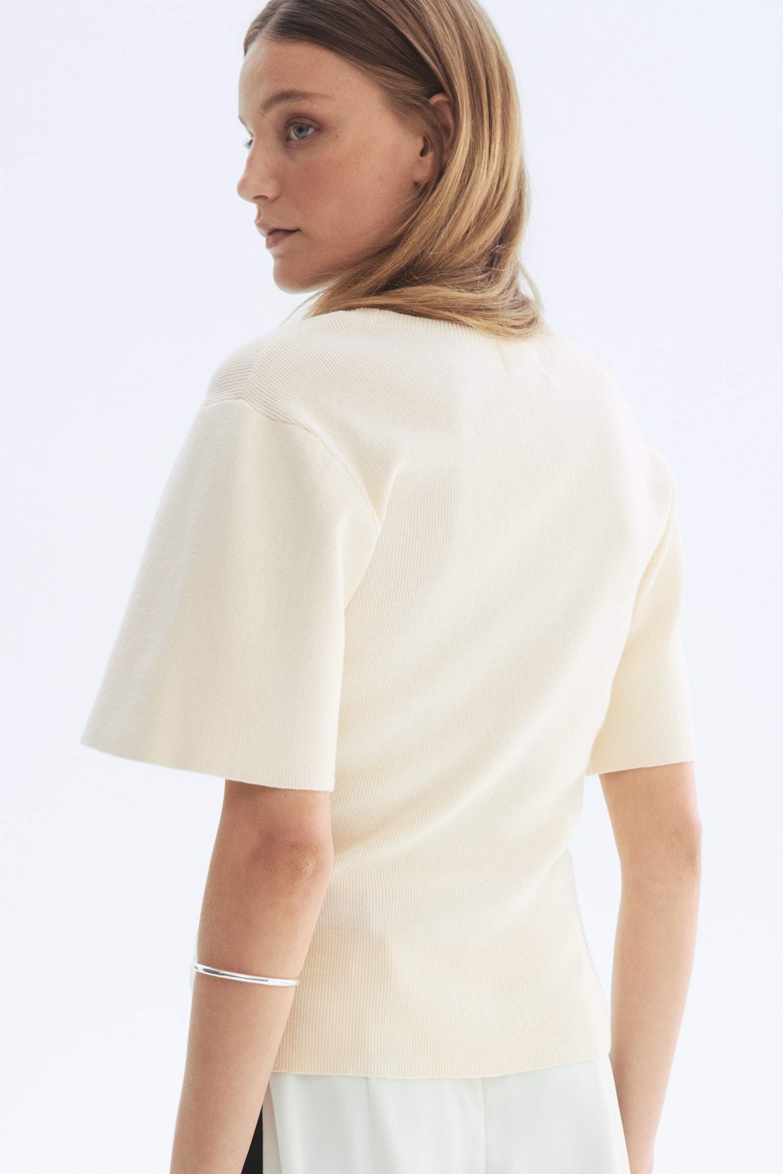 Tričko z jemného úpletu - Krémová/Čierna/Tmavočervená - 5