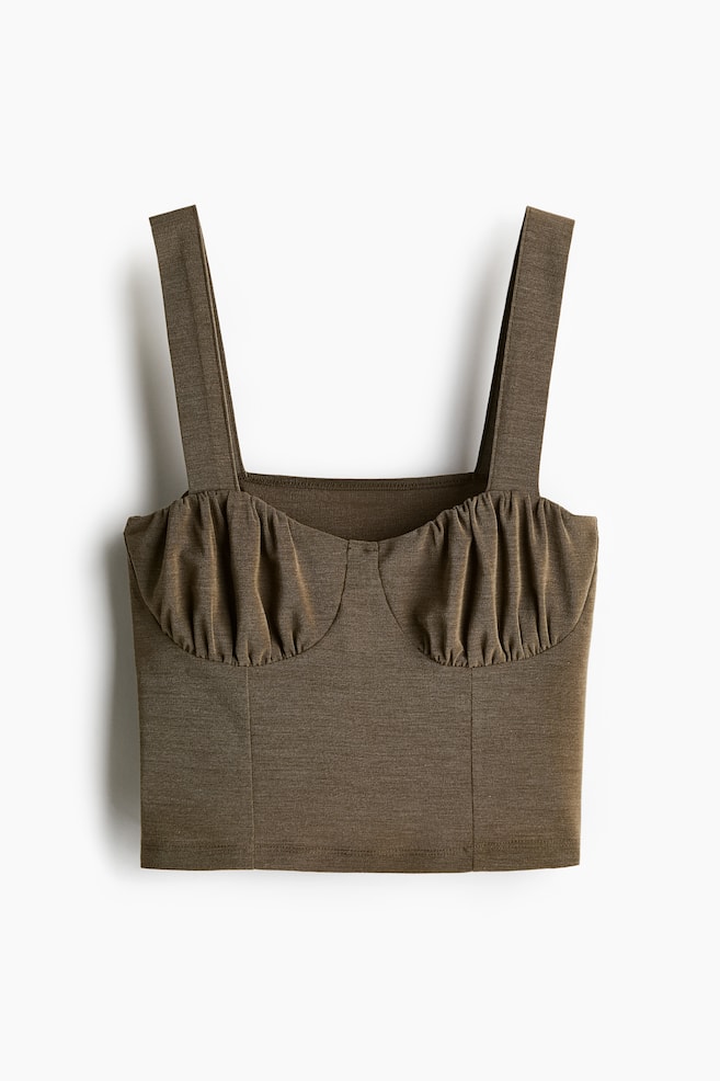 Top bralette - Verde caqui oscuro/Blanco - 1