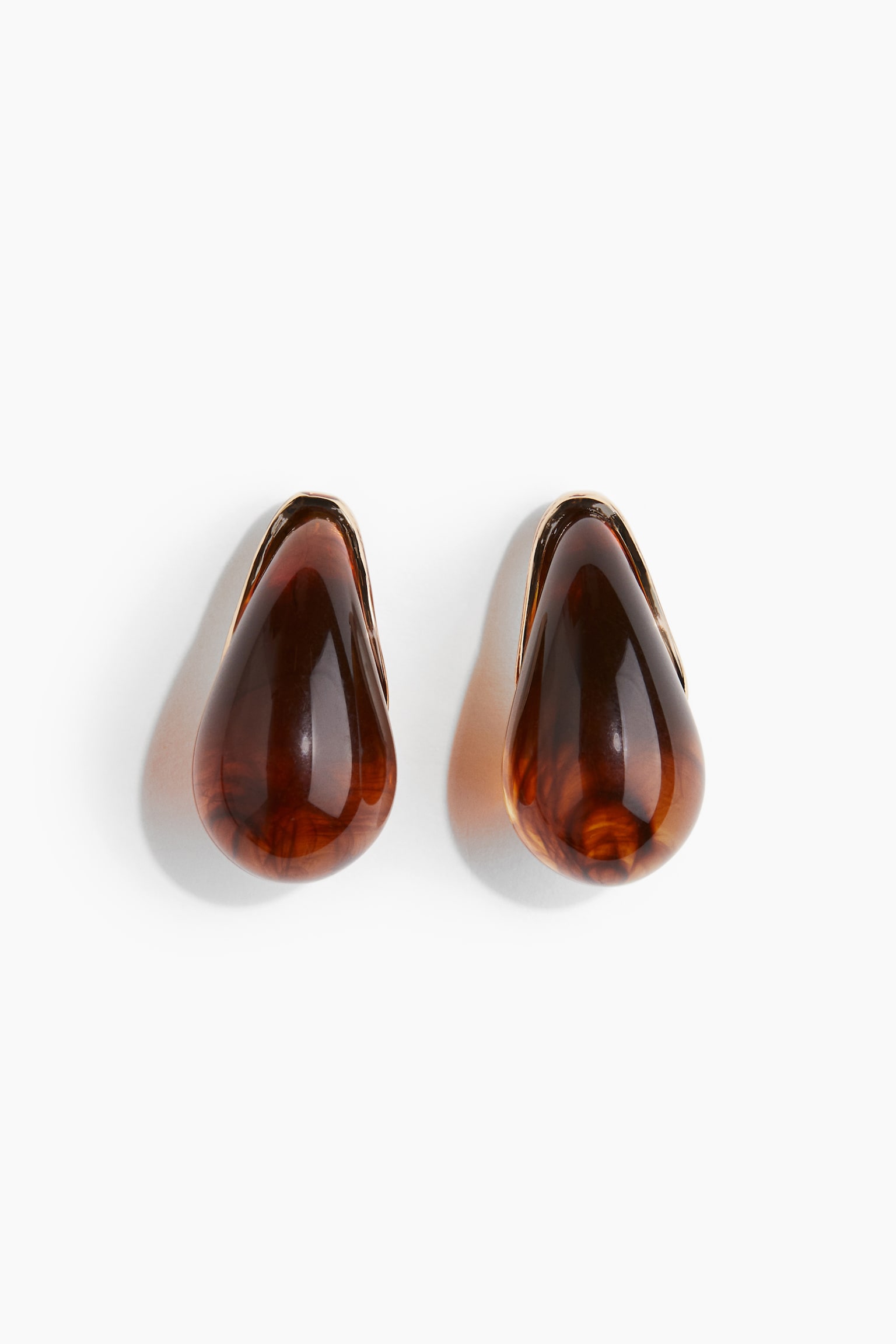 Statement droplet earrings - Gold-coloured/Brown - 1