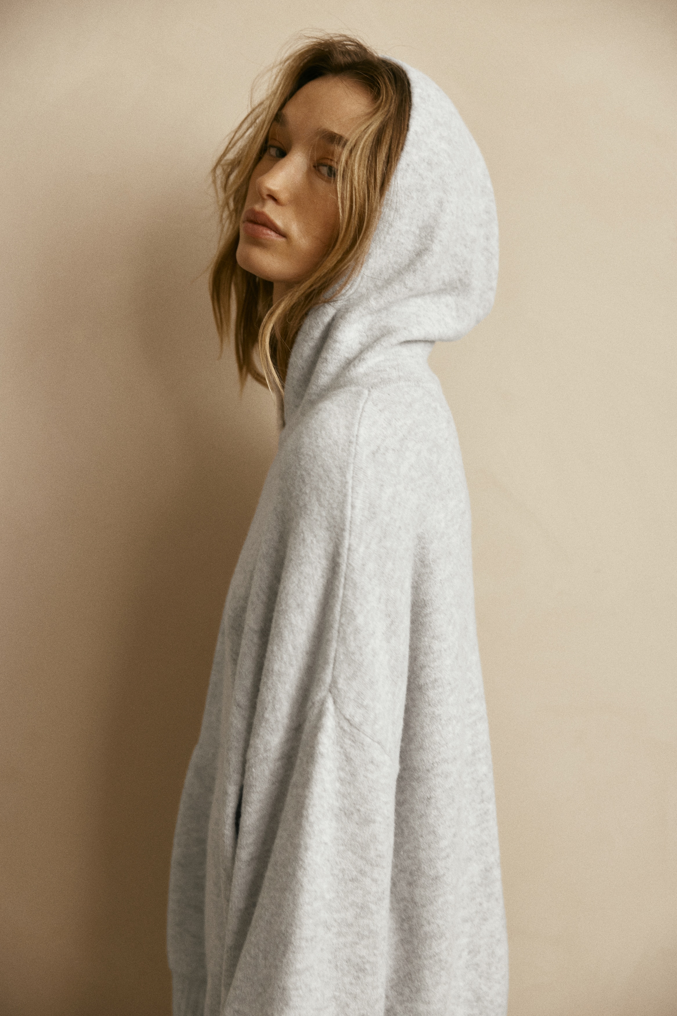 Pull à capuche - Gris clair chiné