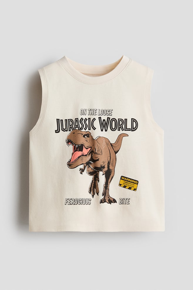 Tanktop i bomuld med tryk - Lys beige/Jurassic World/Turkis/Marvel Comics/Lysegrøn/Minecraft/Hvid/Lilo & Stitch - 1