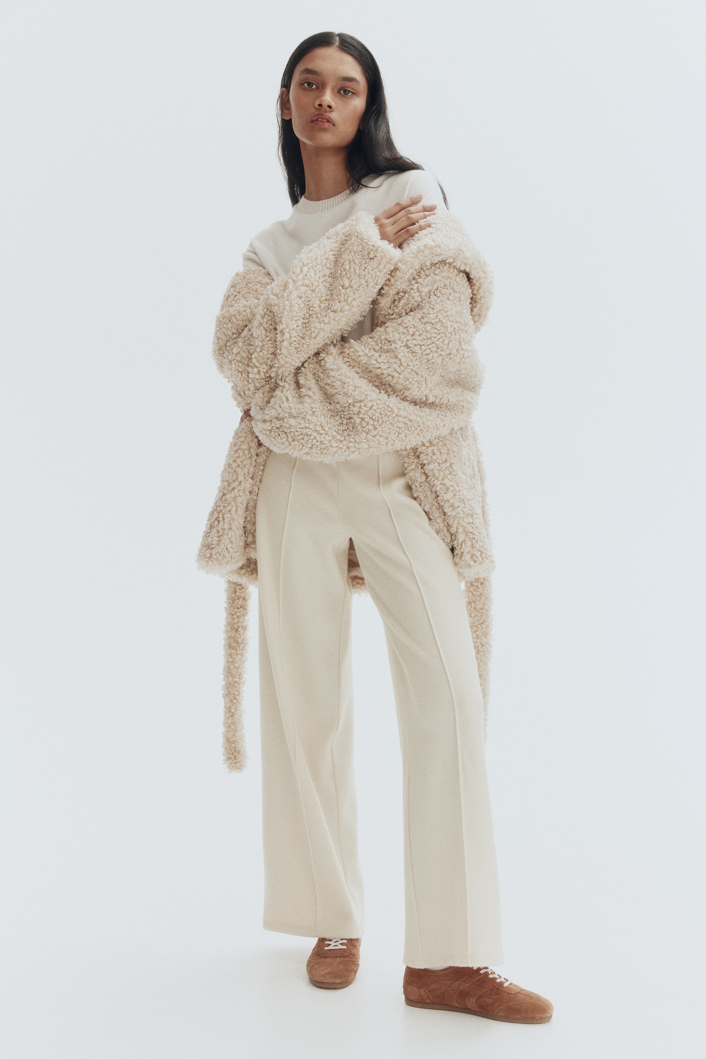 H & M - ピンタックパンツ - ベージュ