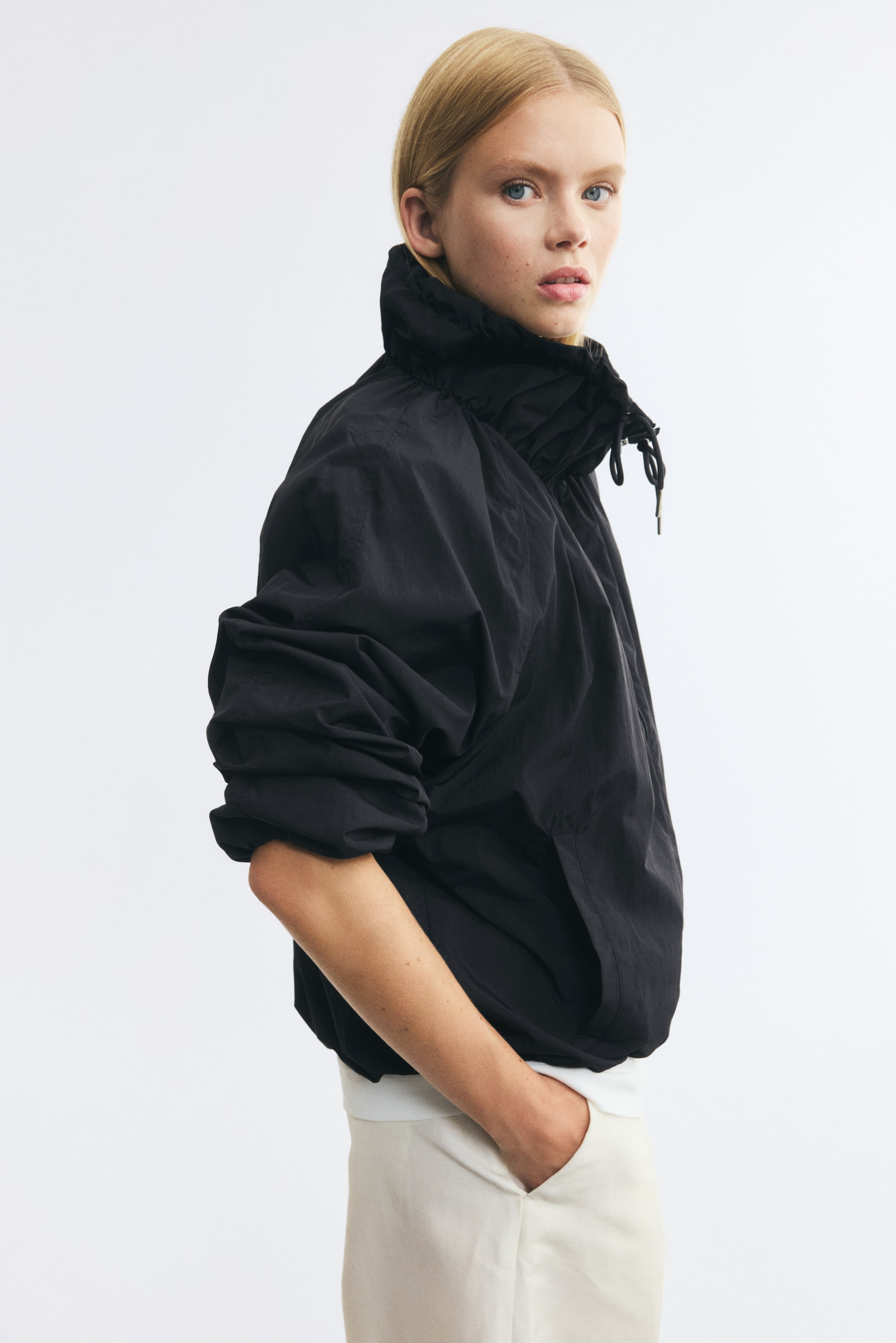 Funnel-Collar Nylon Jacket