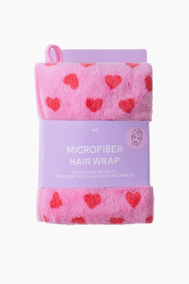Hårhåndklæde i mikrofiber - Rosa/Hjerter/Hot pink/Lyslilla/Stribet - 1