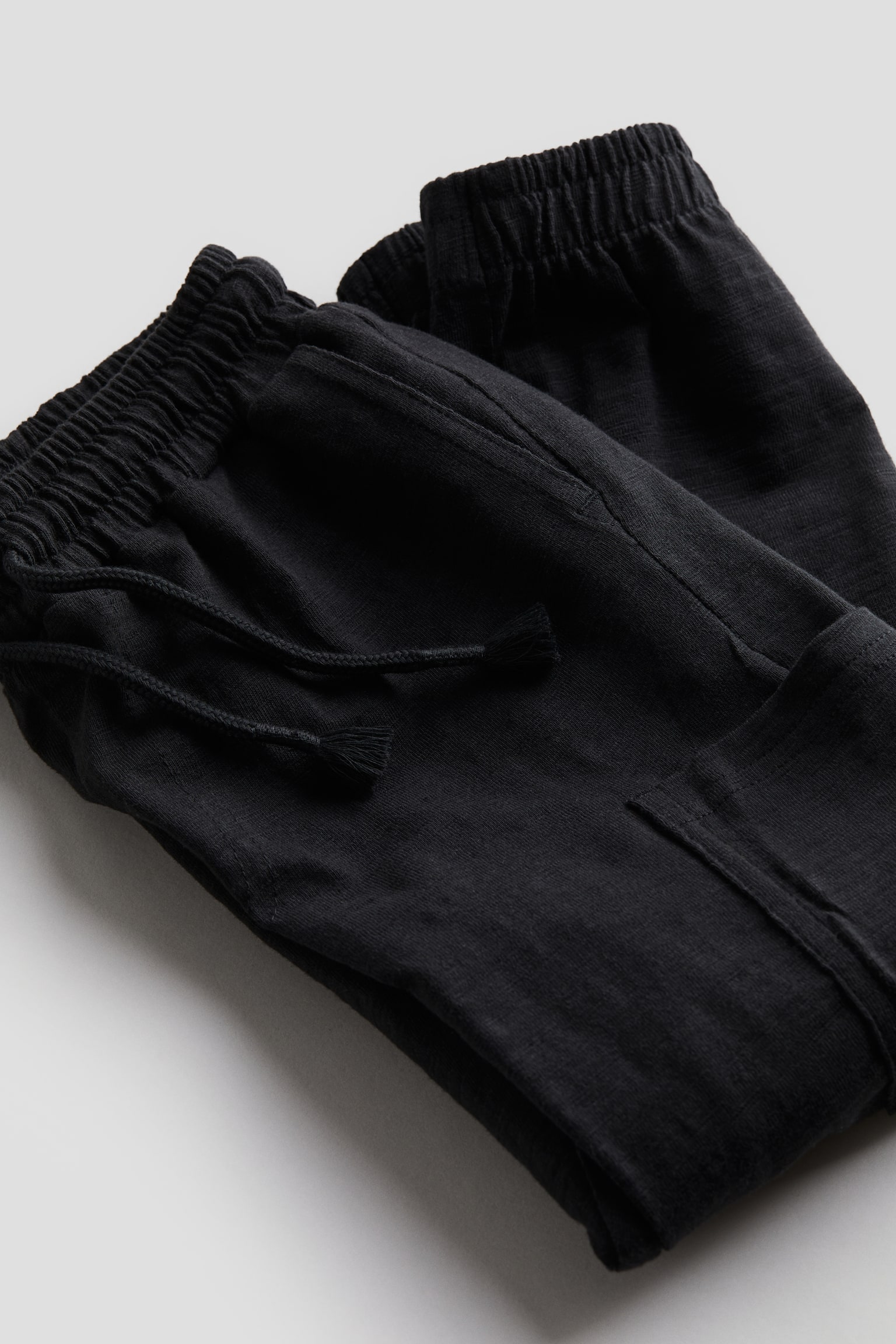 Slub Jersey Cargo Joggers - Black - 4