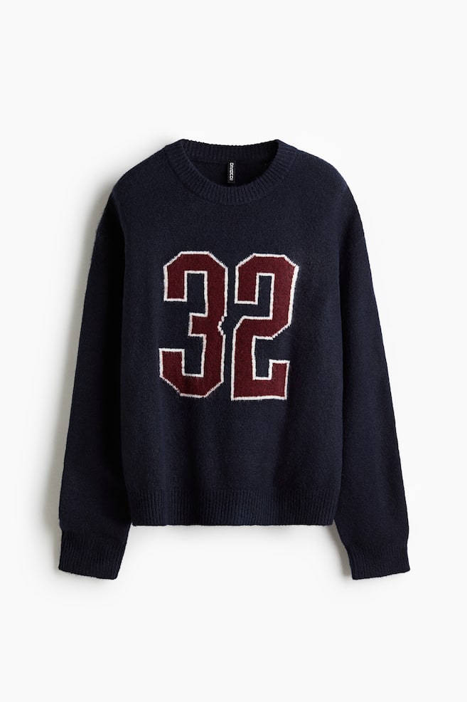 Pulover cu motiv - Bleumarin/32/Negru/inimă - 1
