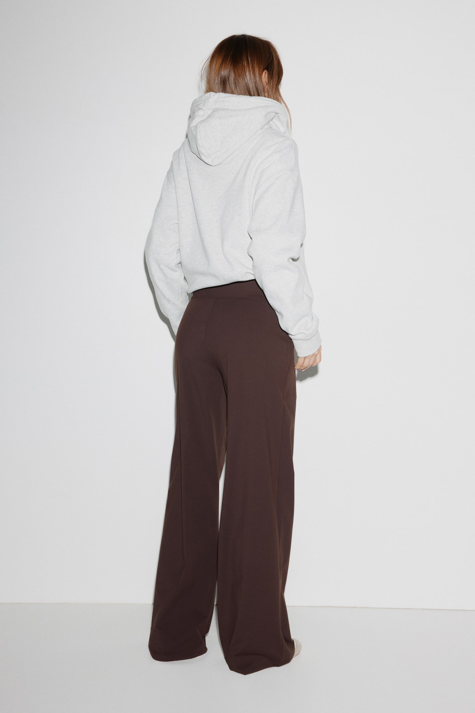 Four-way Stretch Wide trousers - Dark brown/Grey