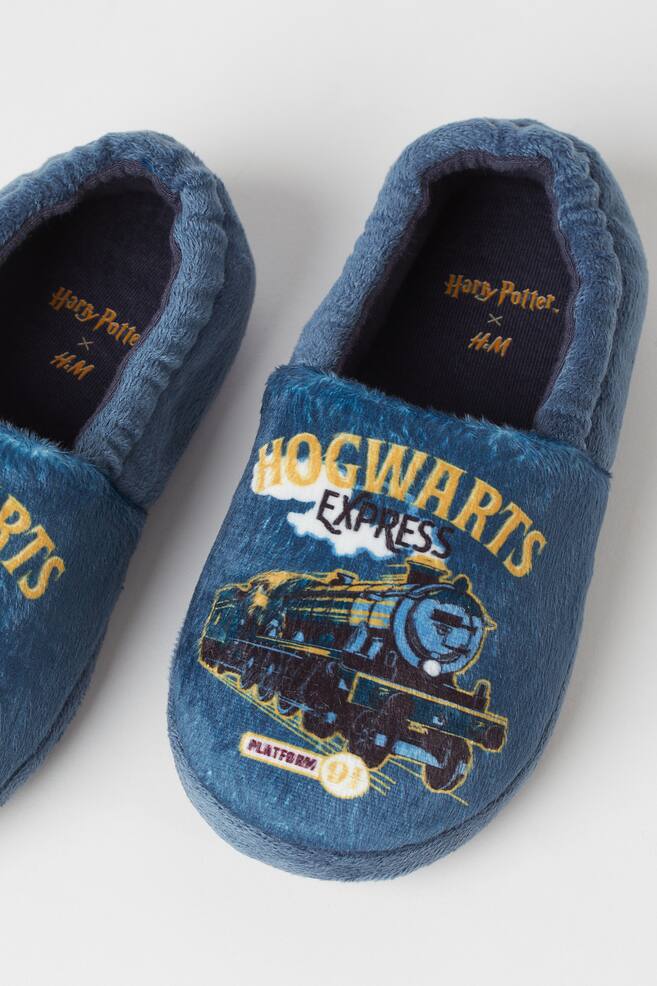 2-pack soft printed slippers - Dark blue/Grey marl - 3
