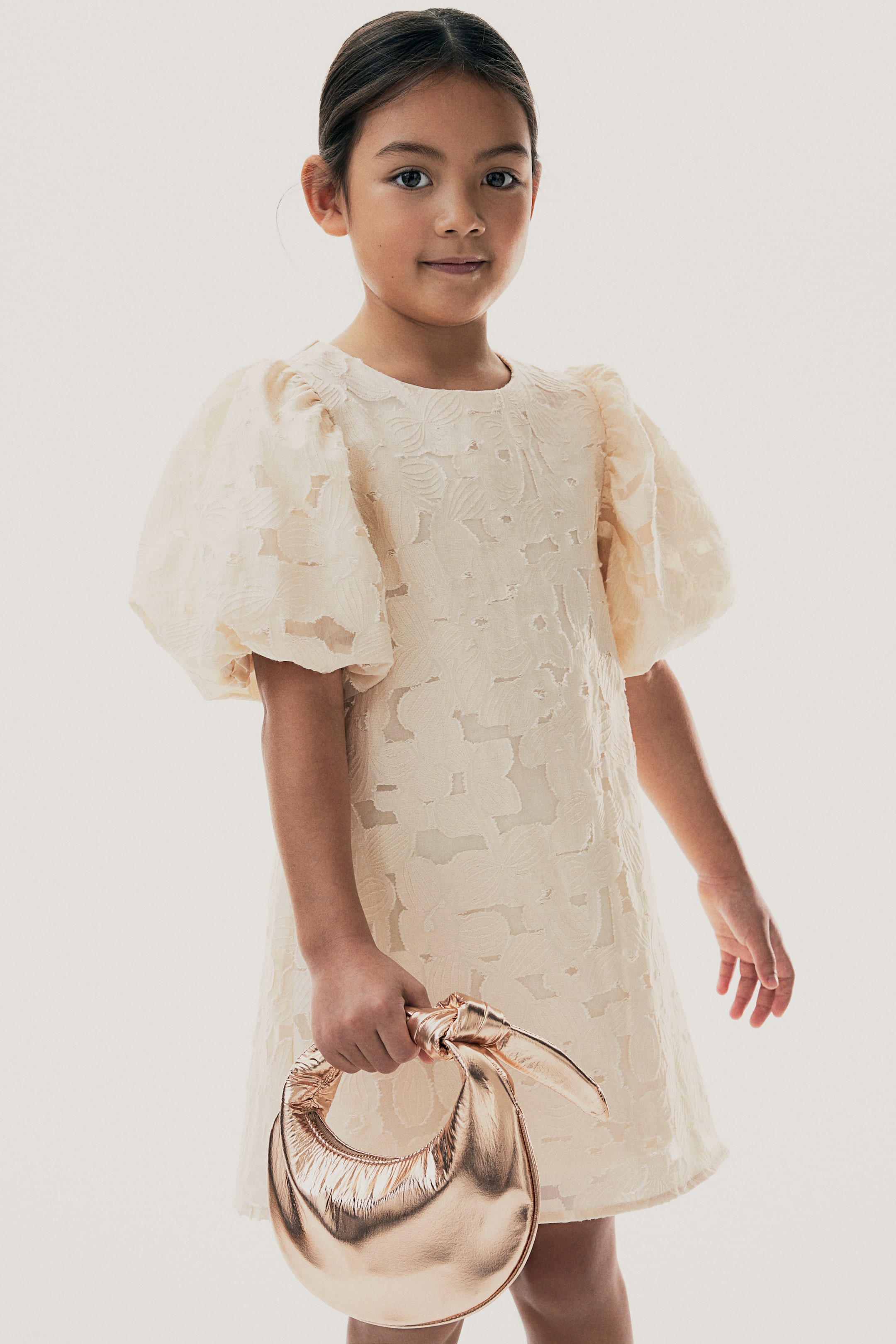 Jacquard-weave dress - Cream - Kids | H&M GB 1