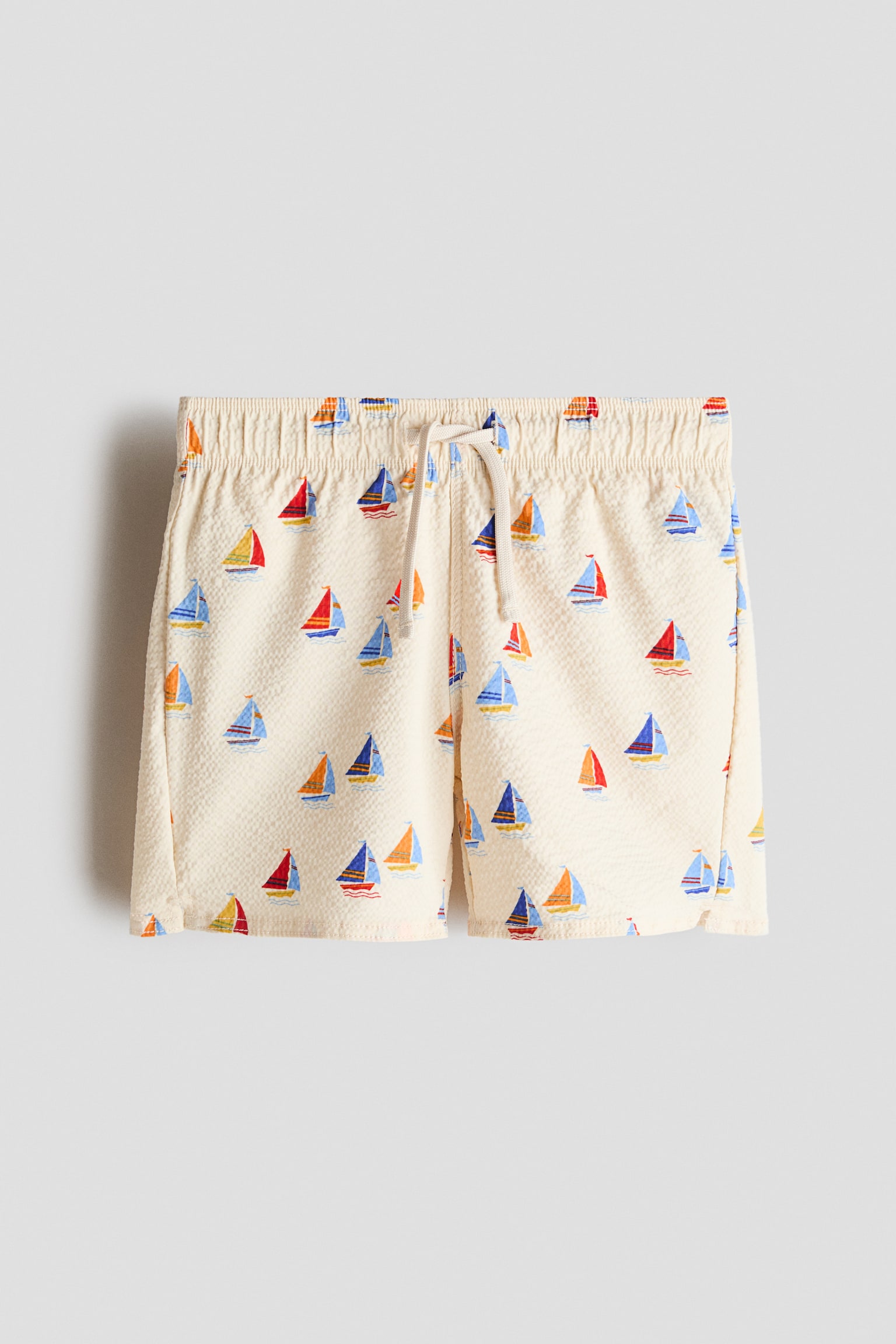 Patterned Swim Shorts-Light beige/sailboats - 1