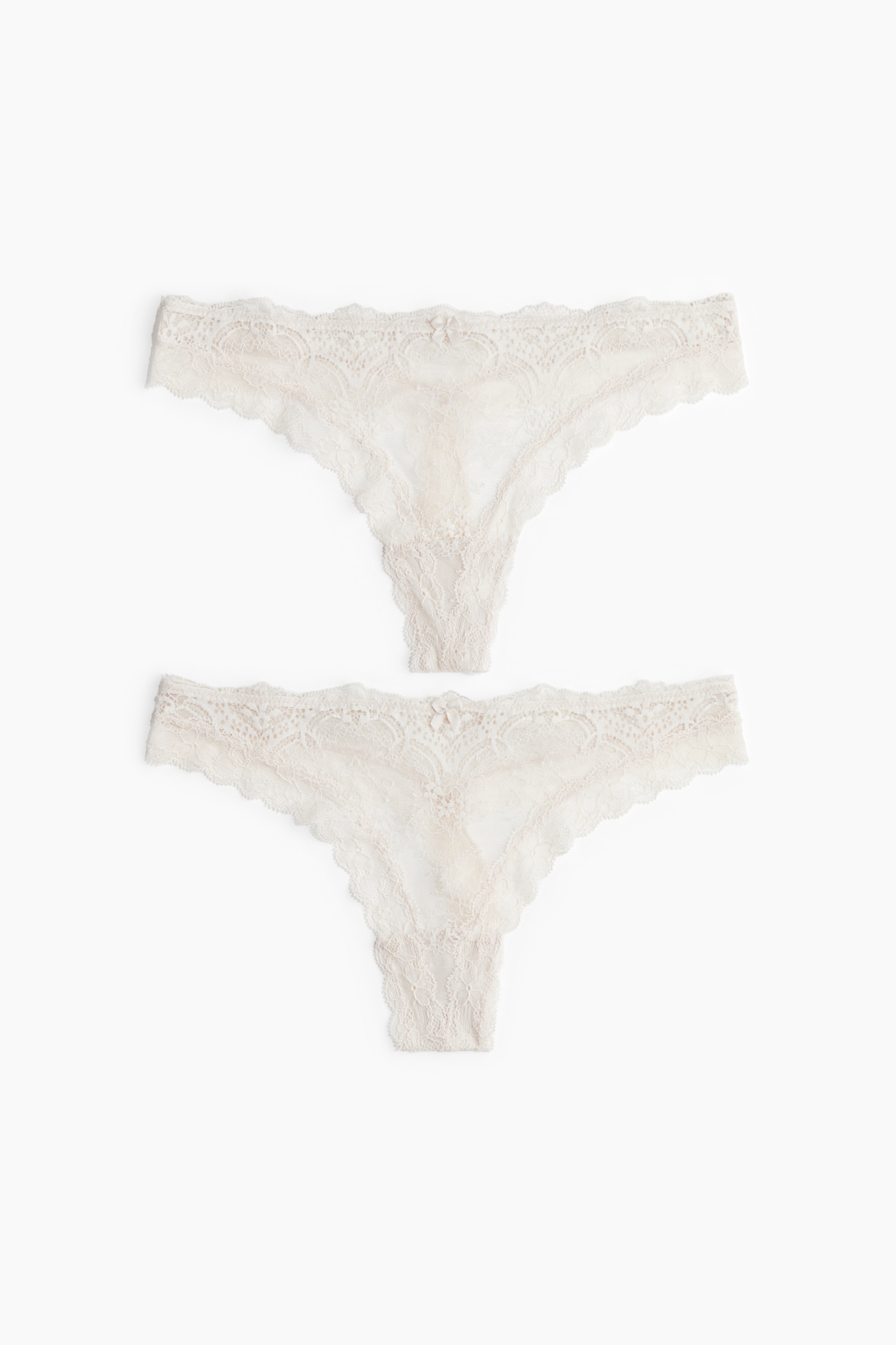 2-pack Lace G-strings - Pale beige