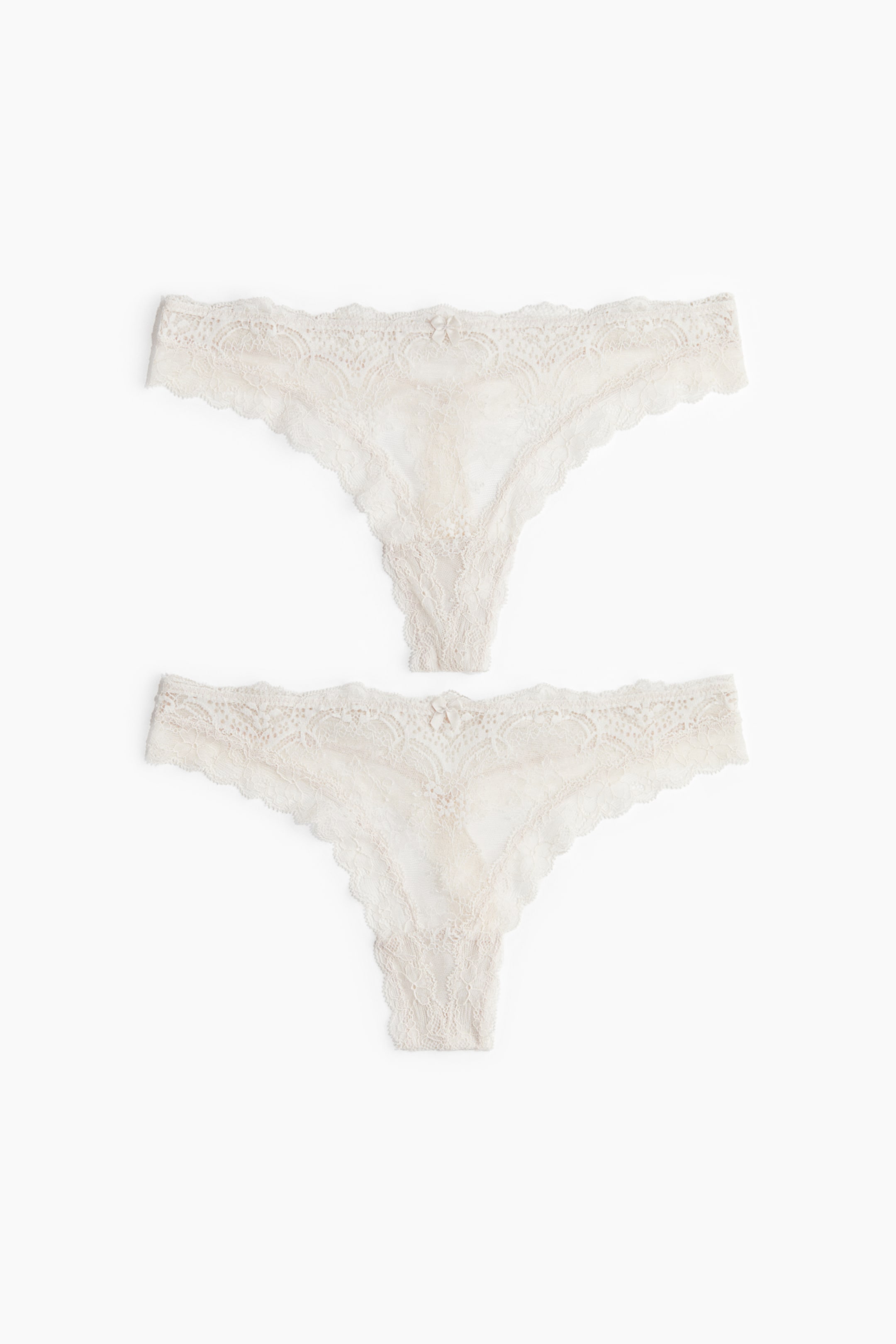 Agrandir l'image: Lot de 2 culottes Thong en dentelle - Beige pâle - FEMME | H&M FR 6