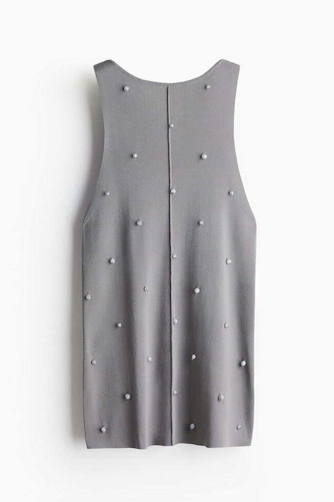 Top decorato con perline - Grigio - 1