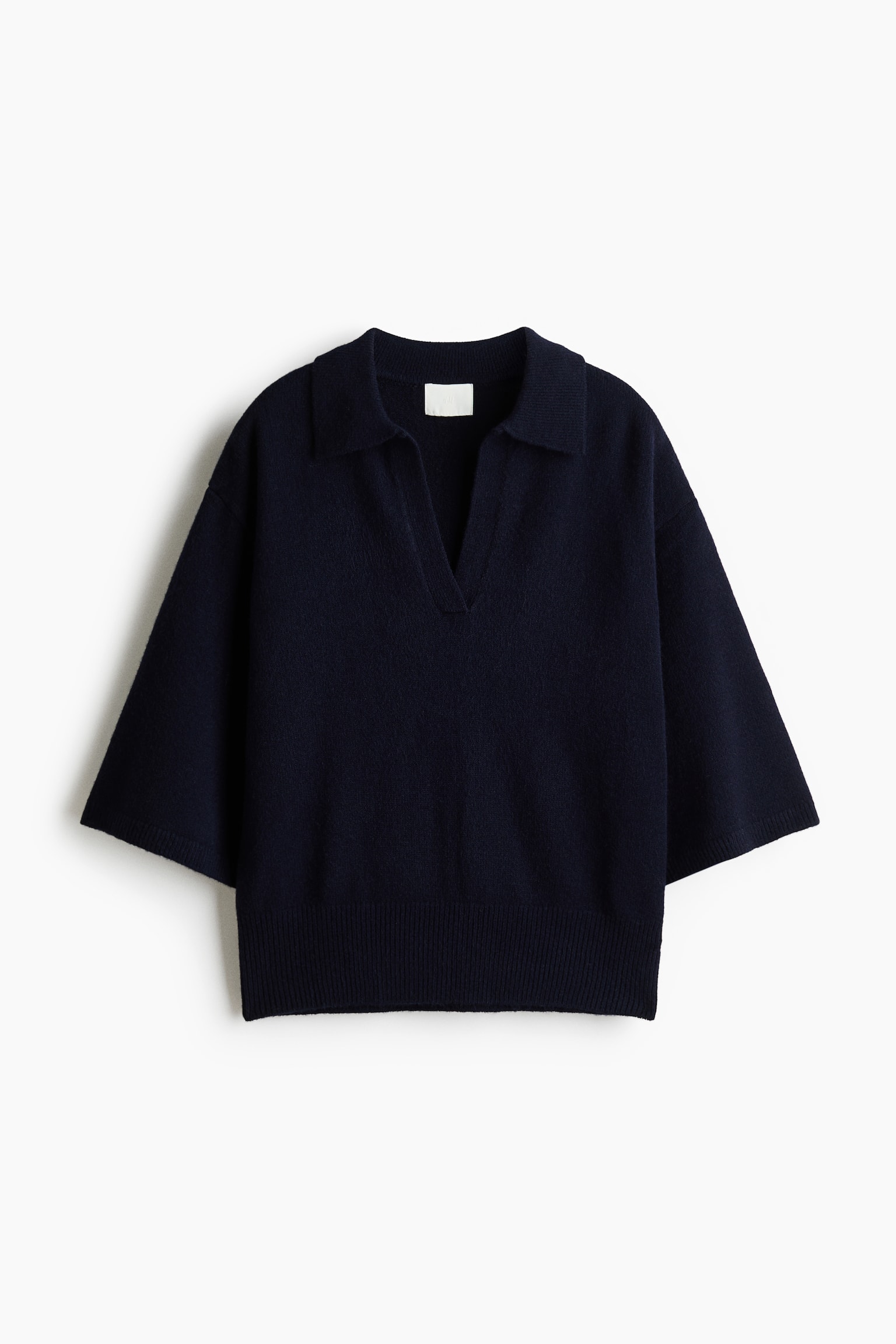 Fijngebreide polo - Marineblauw/Roomwit/Taupe - 1