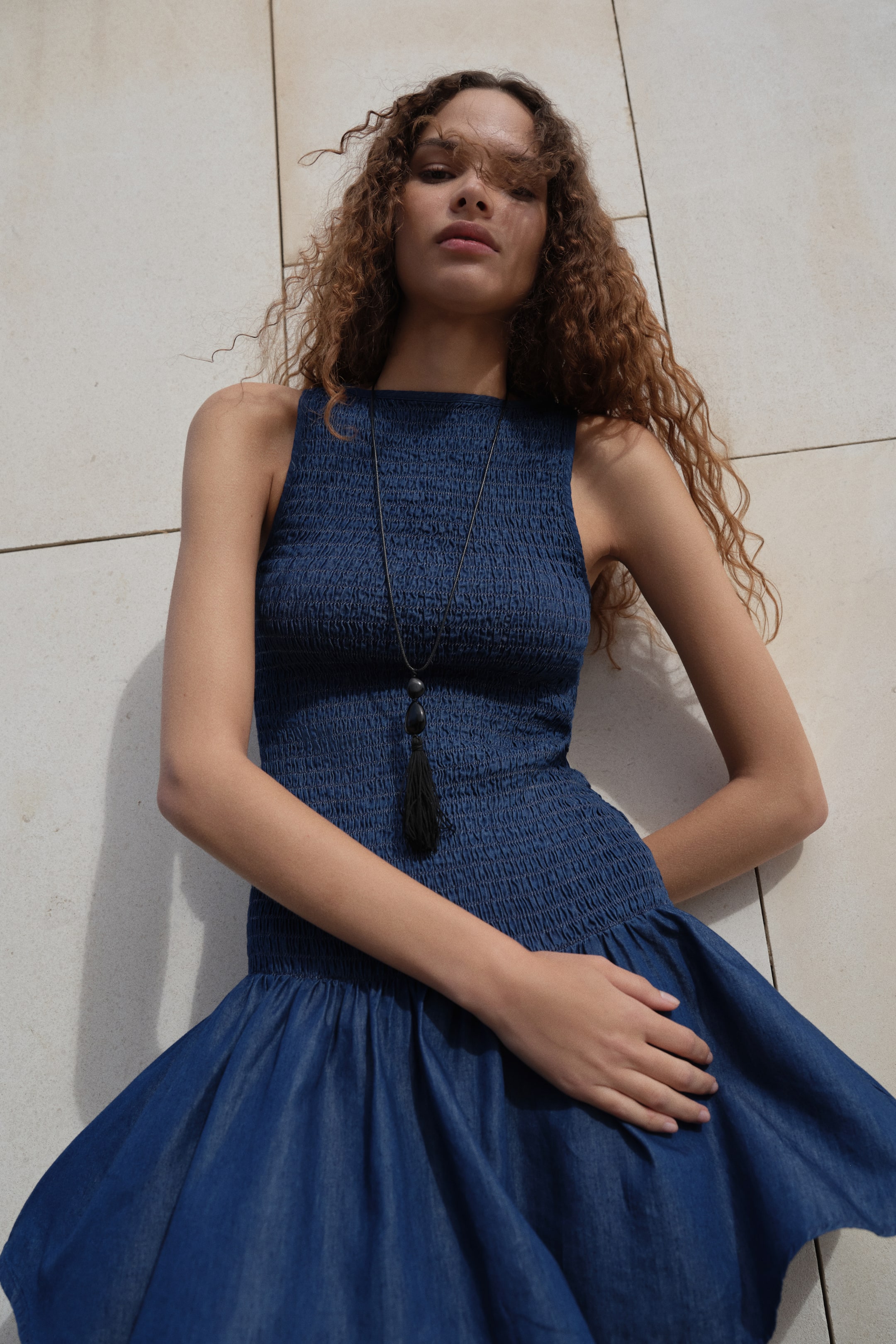 View larger image: Smocked denim dress - Dark denim blue - Ladies | H&M IN 1