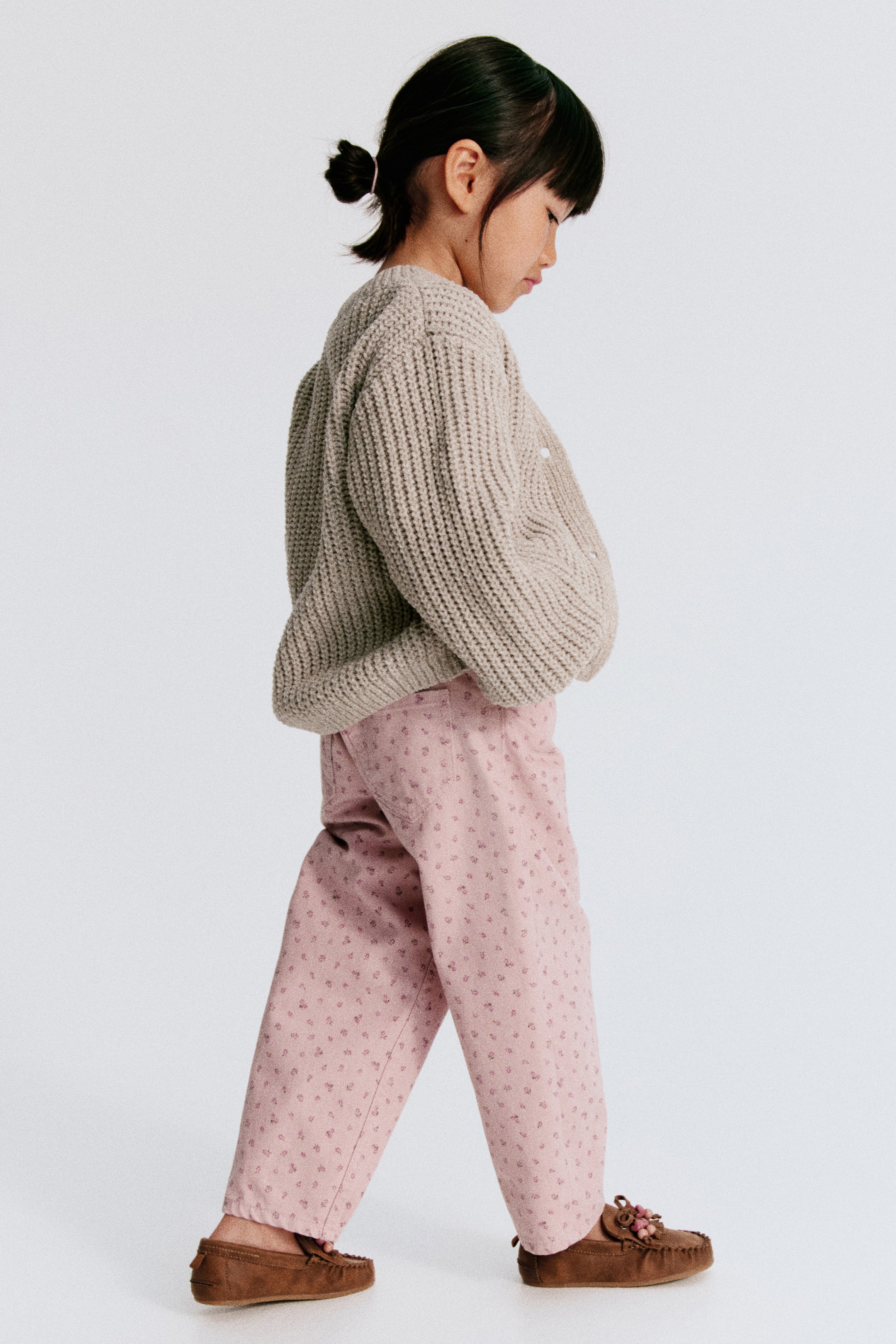 Pantalon tonneau en sergé de coton
