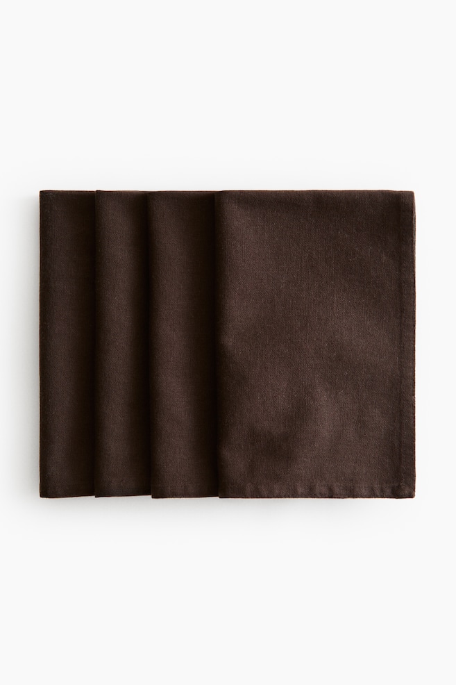 4-Pack Linen-Blend Napkins - Dark brown/Taupe/Beige/White - 1