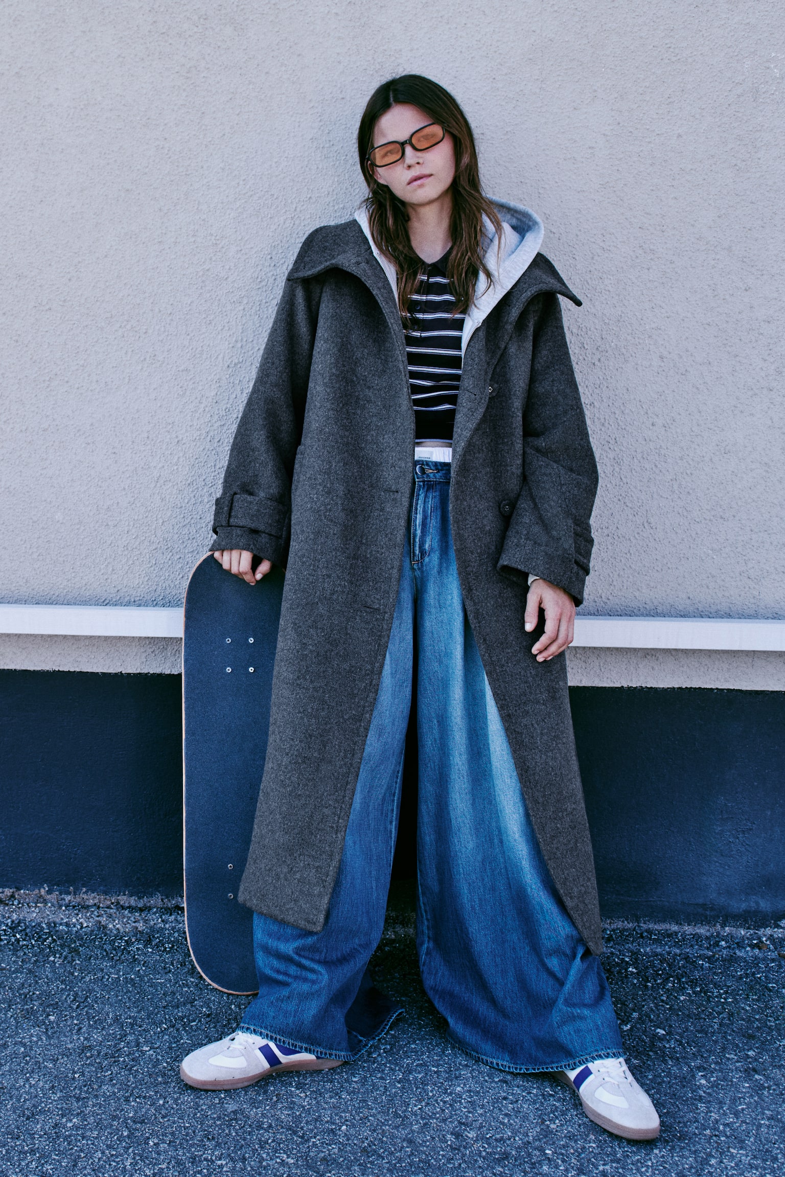 Женское пальто H&M Funnel-Collar Maxi, цвет: Тёмный серый меланжевый — фото 3