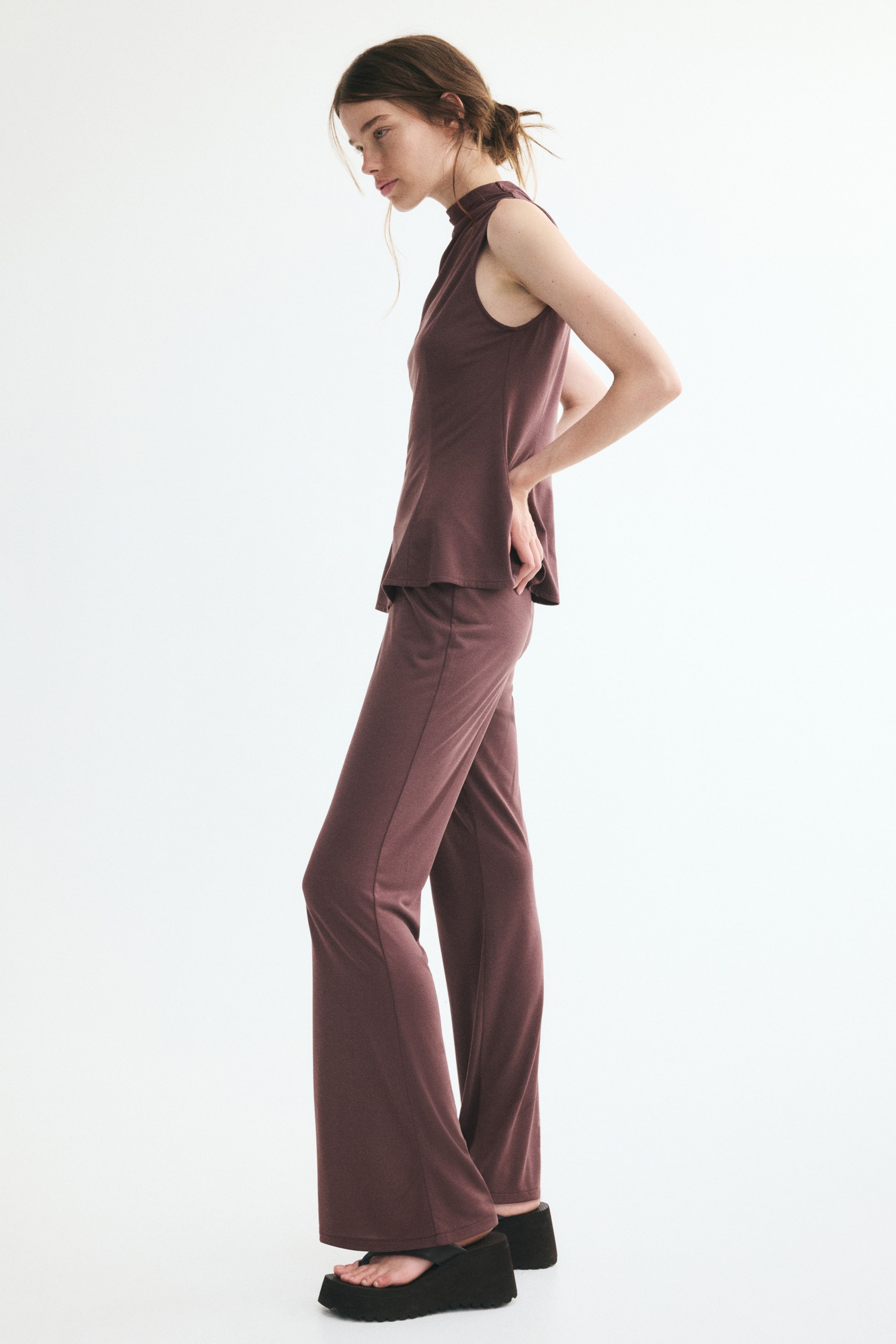 Pantalon évasé en modal mélangé