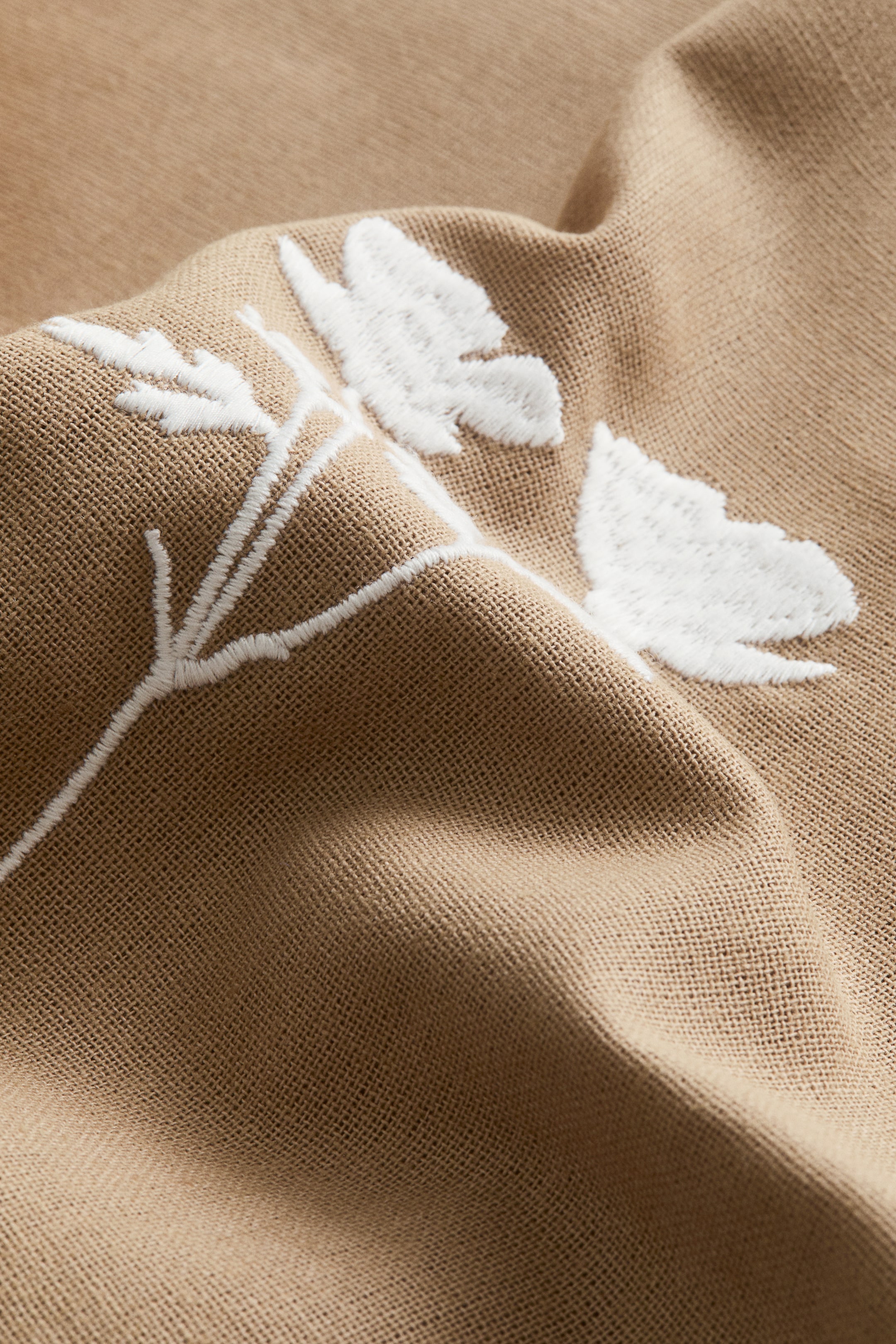 Embroidered-Motif Cotton Cushion Cover