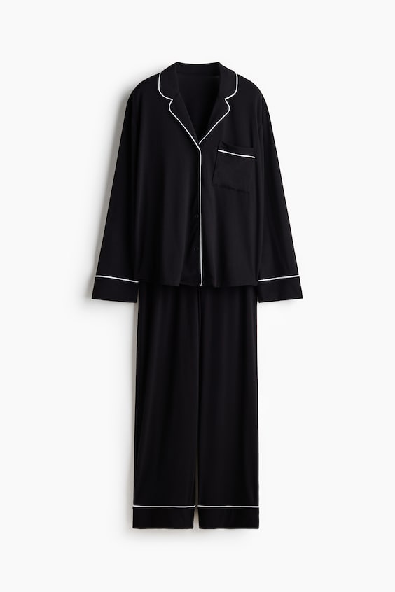 Женская пижама H&M из вискозной смеси, цвет: Чёрный