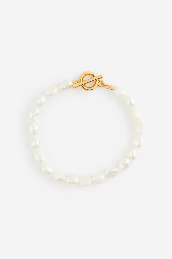 Gold-plated pearl bracelet - White - 1