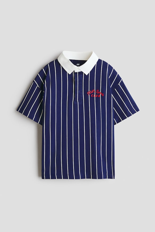 Short-Sleeved Rugby Shirt - Dark blue/Kid's Sports Club/White/striped/Light taupe/Soho - 1
