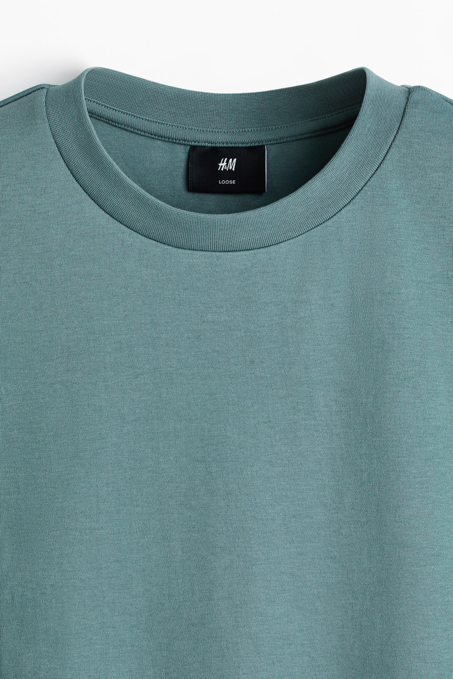 טישירט אינטרלוק Loose Fit - ירוק-כחול/שחור/קרם/אפור בהיר מלאנז' - 6