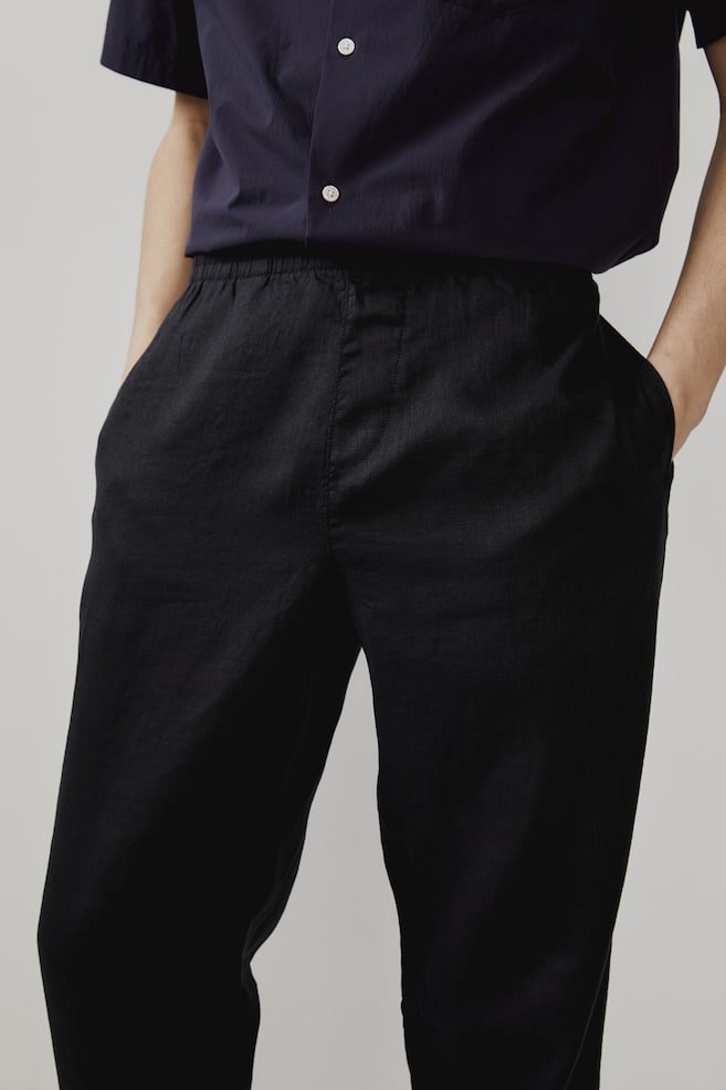 Pantalon en lin Regular Fit - Noir/Beige clair/Crème/Beige clair/dc/dc - 7