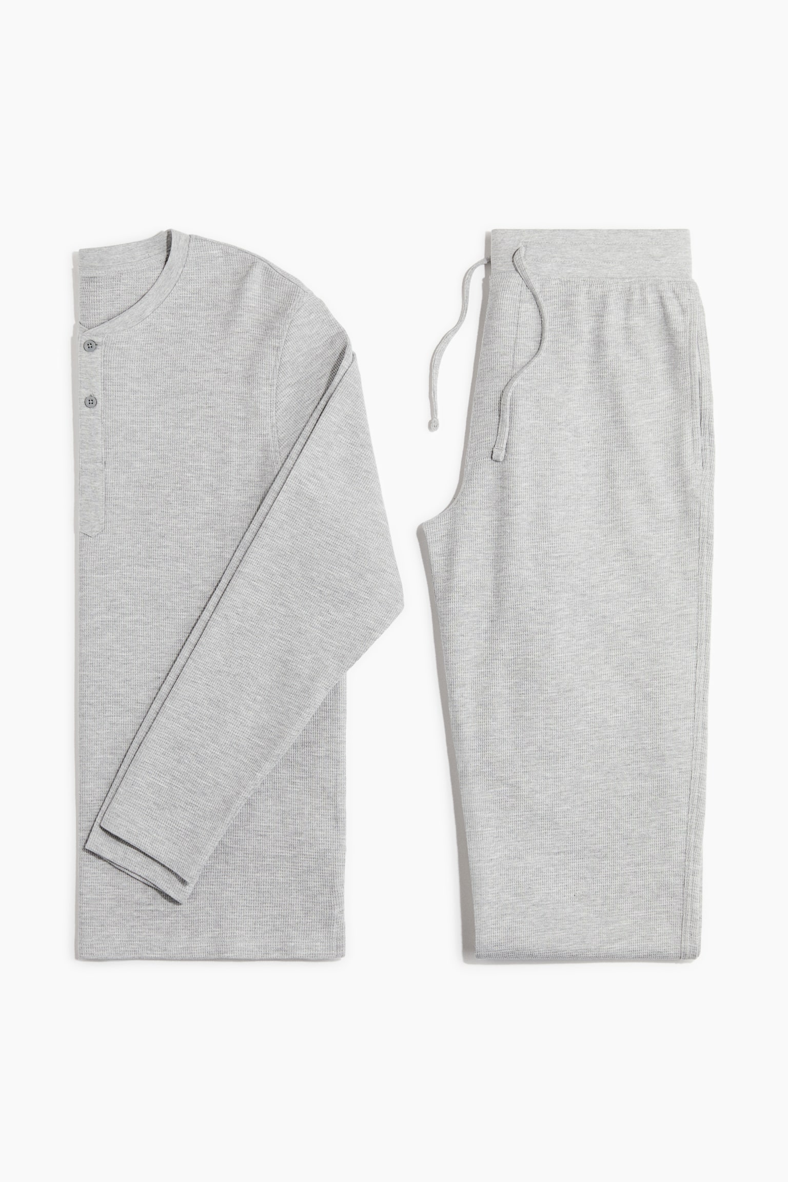 Regular Fit Waffled pyjamas - Grey marl/Navy blue - 2