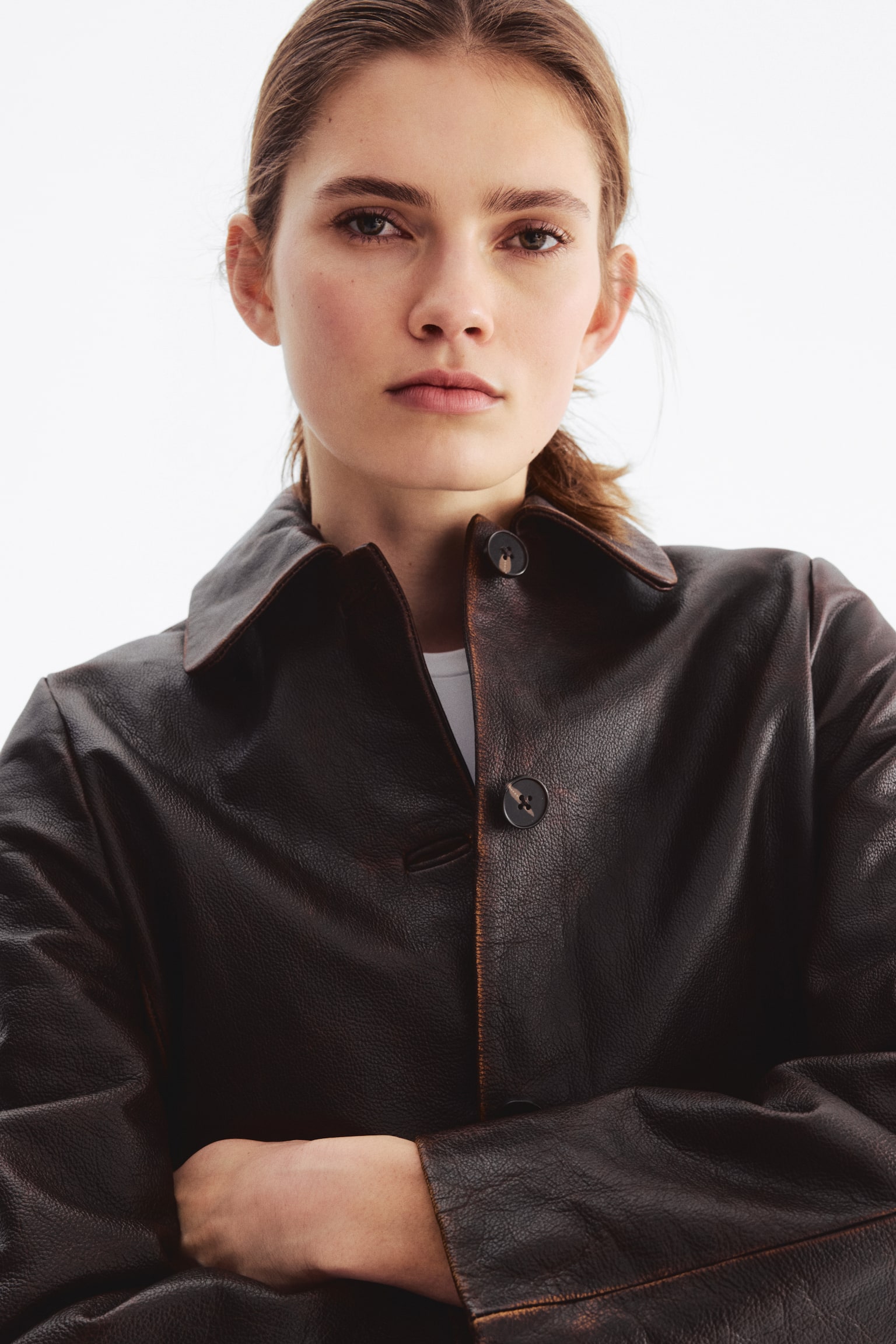 Leather jacket - Dark brown - 1