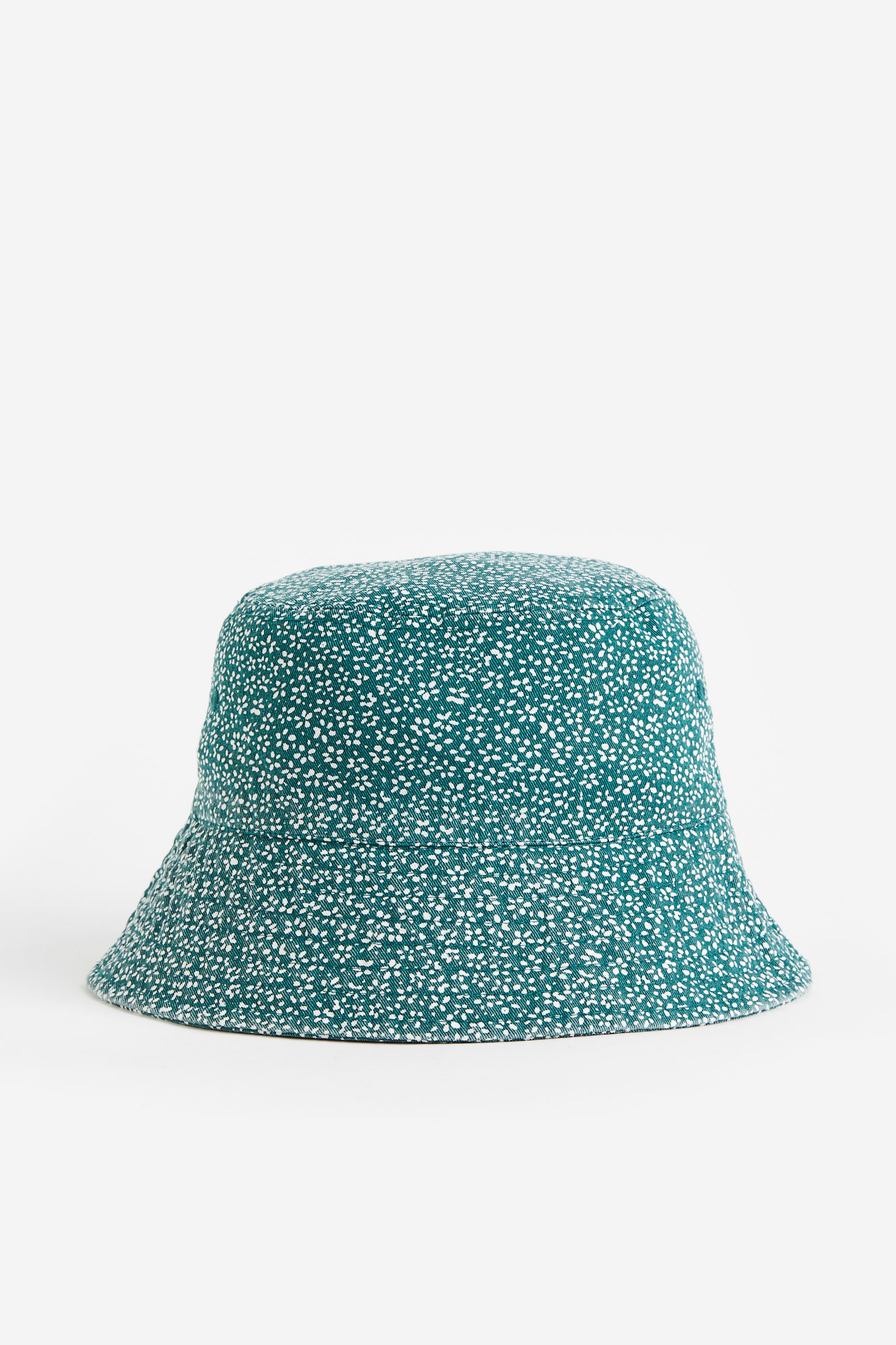 Cotton Bucket Hat - Green/Floral/White/Flower - 1