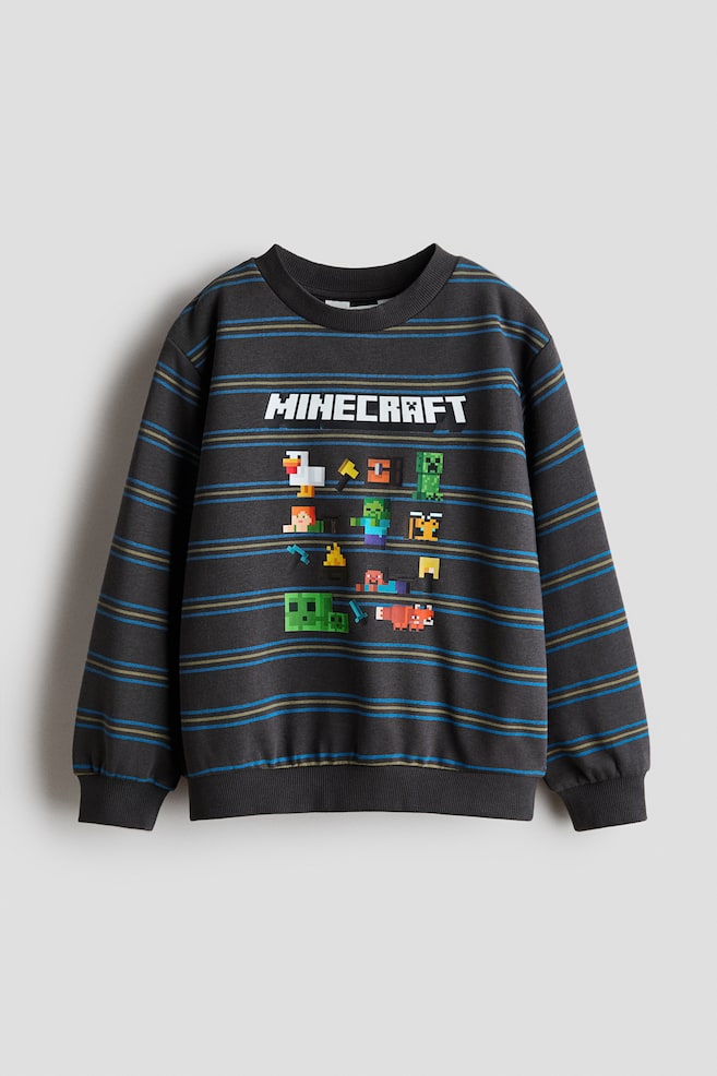 プリントデザインスウェットシャツ - ダークグレー／Minecraft/Green/Minecraft/ホワイト／Minecraft/ブルー／スヌーピー - 1