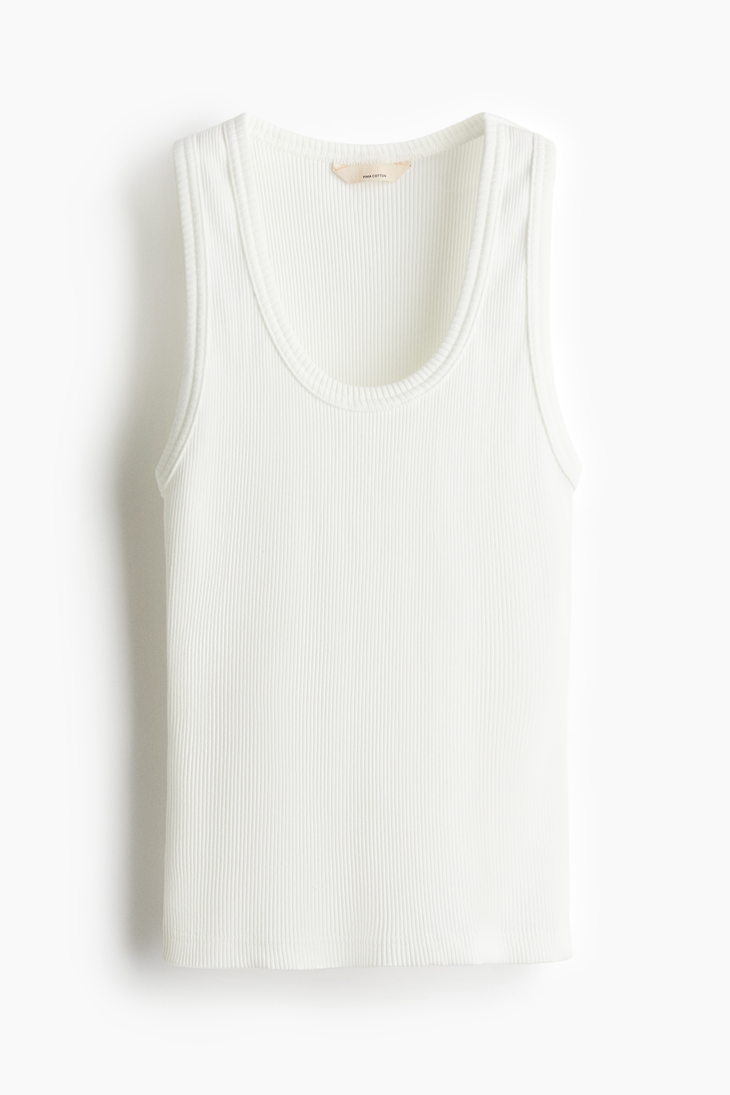 Rib Pima Cotton Tank - White/Dark brown