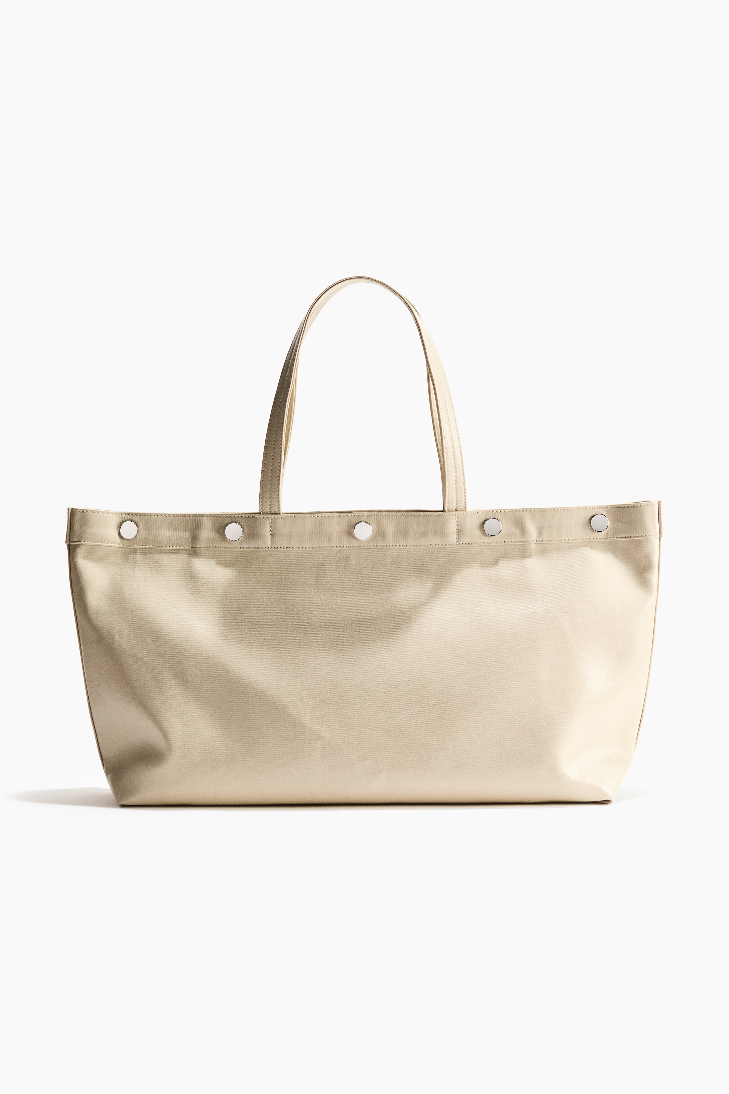 Totebag van gecoat canvas - Lichtbeige