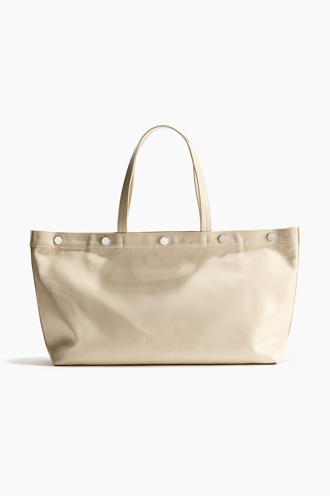Bolso tote en lona revestida - Beige claro - 1