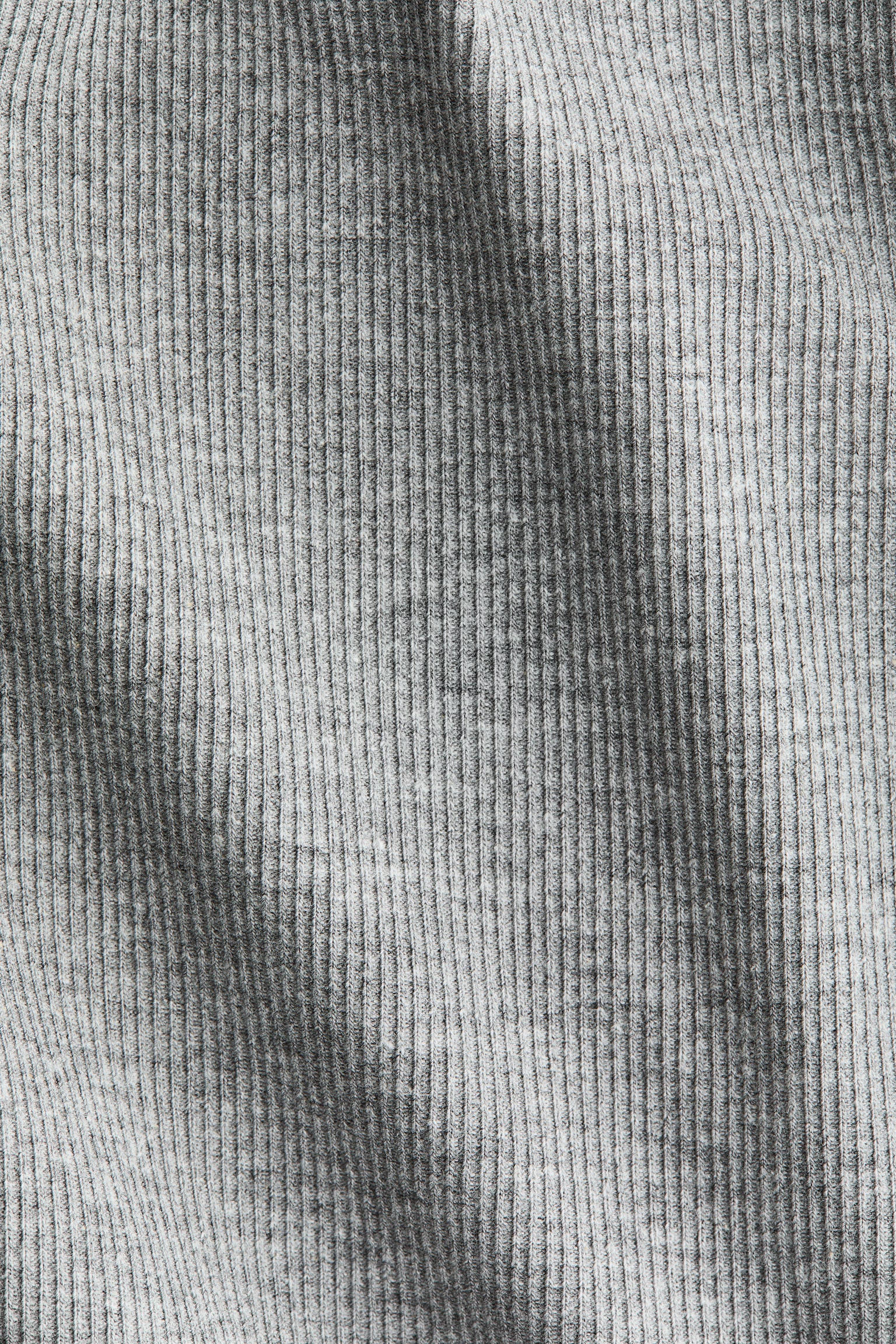 Ribbed Cotton-Blend Top - Gray melange/Dark brown/White - 2