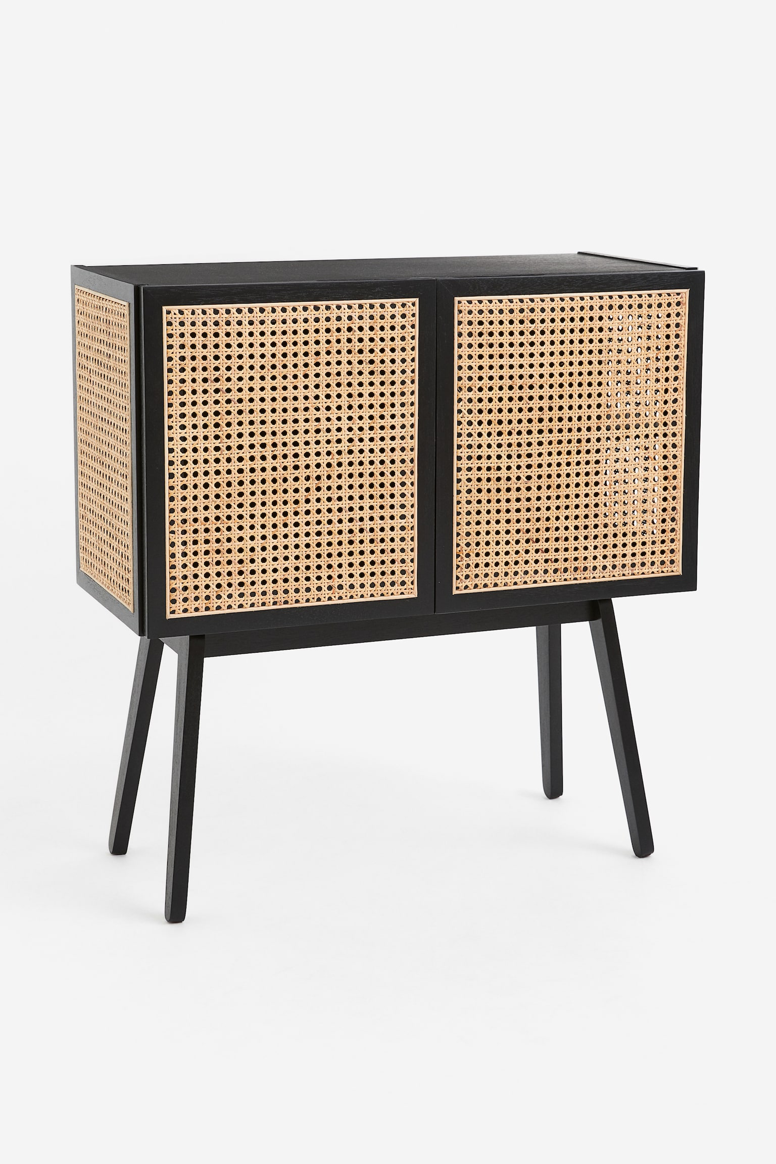 Rattan-door cabinet - Black/Rattan - 1