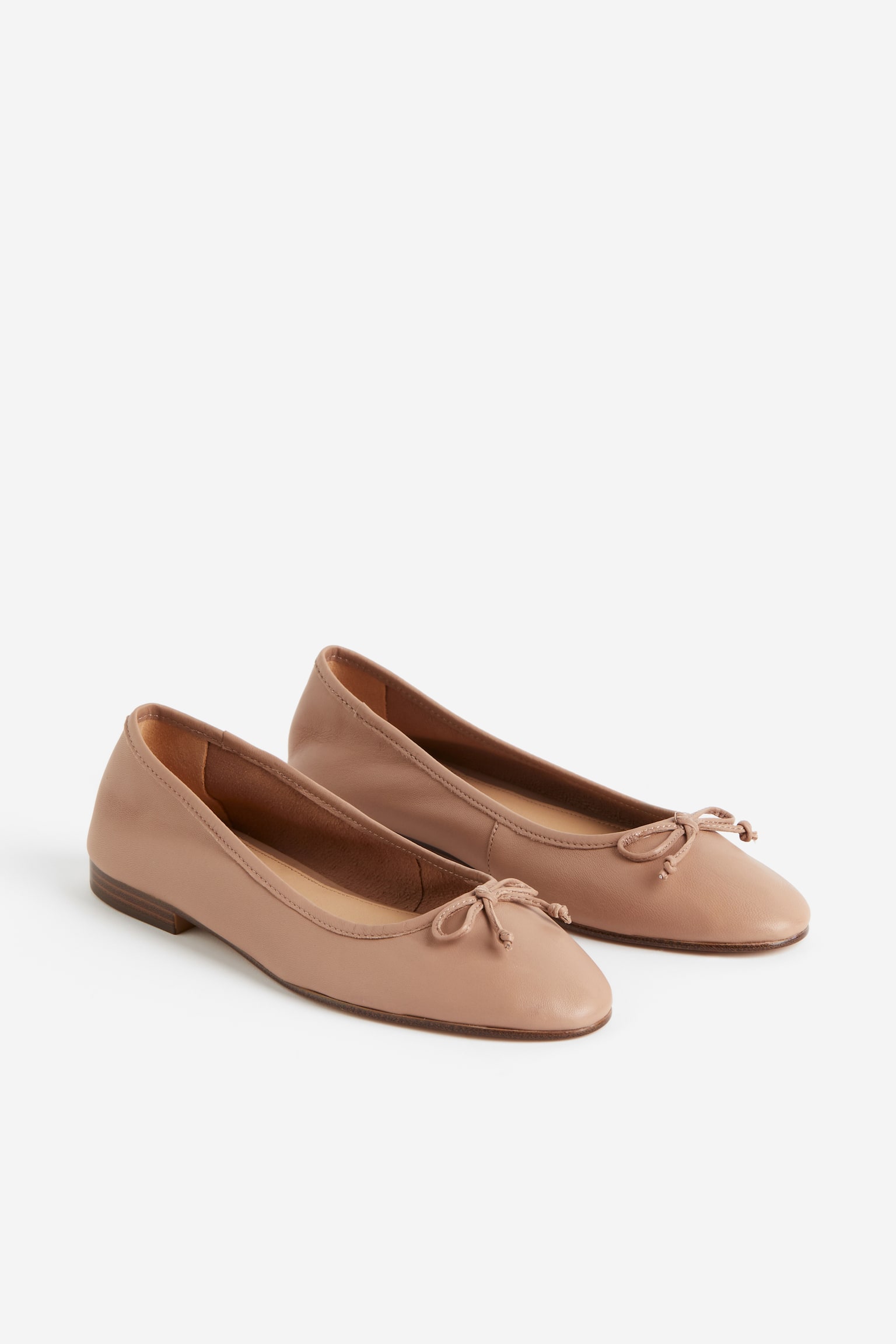 Ballerinas aus Leder - Dunkelbeige/Helles Mattrosa - 3