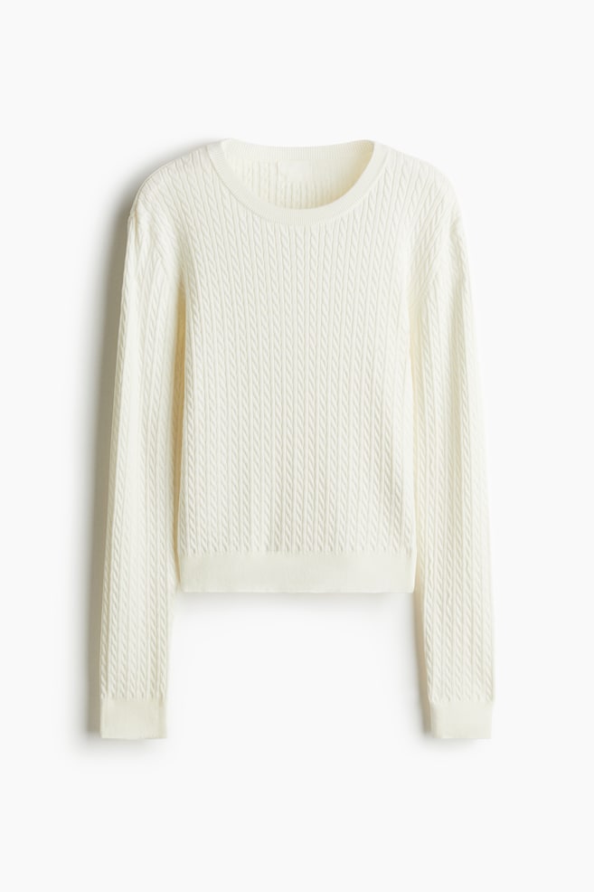 Cable-Knit Sweater - Cream - 1