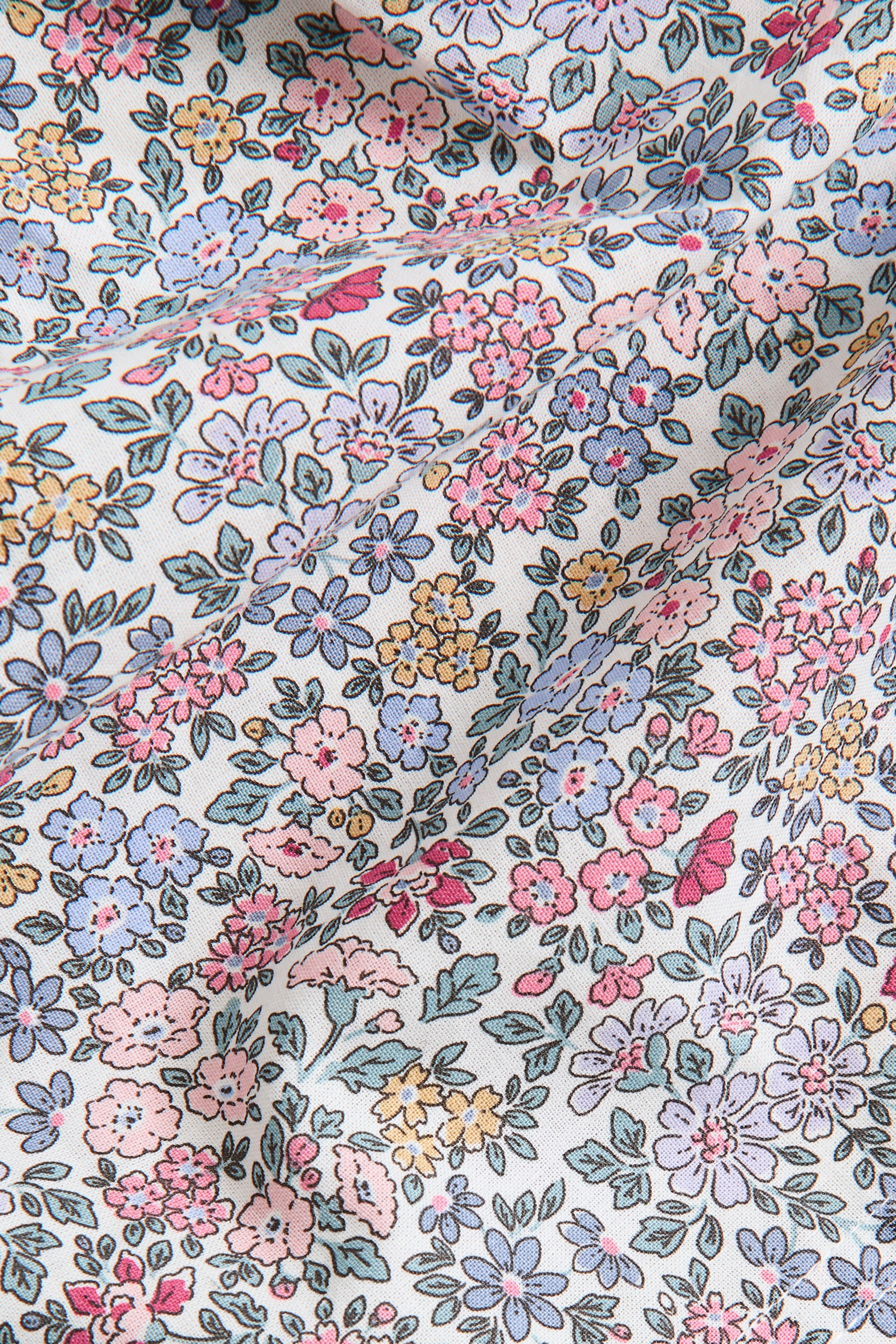 Frilled floral cotton valance - Light blue/Floral - 2