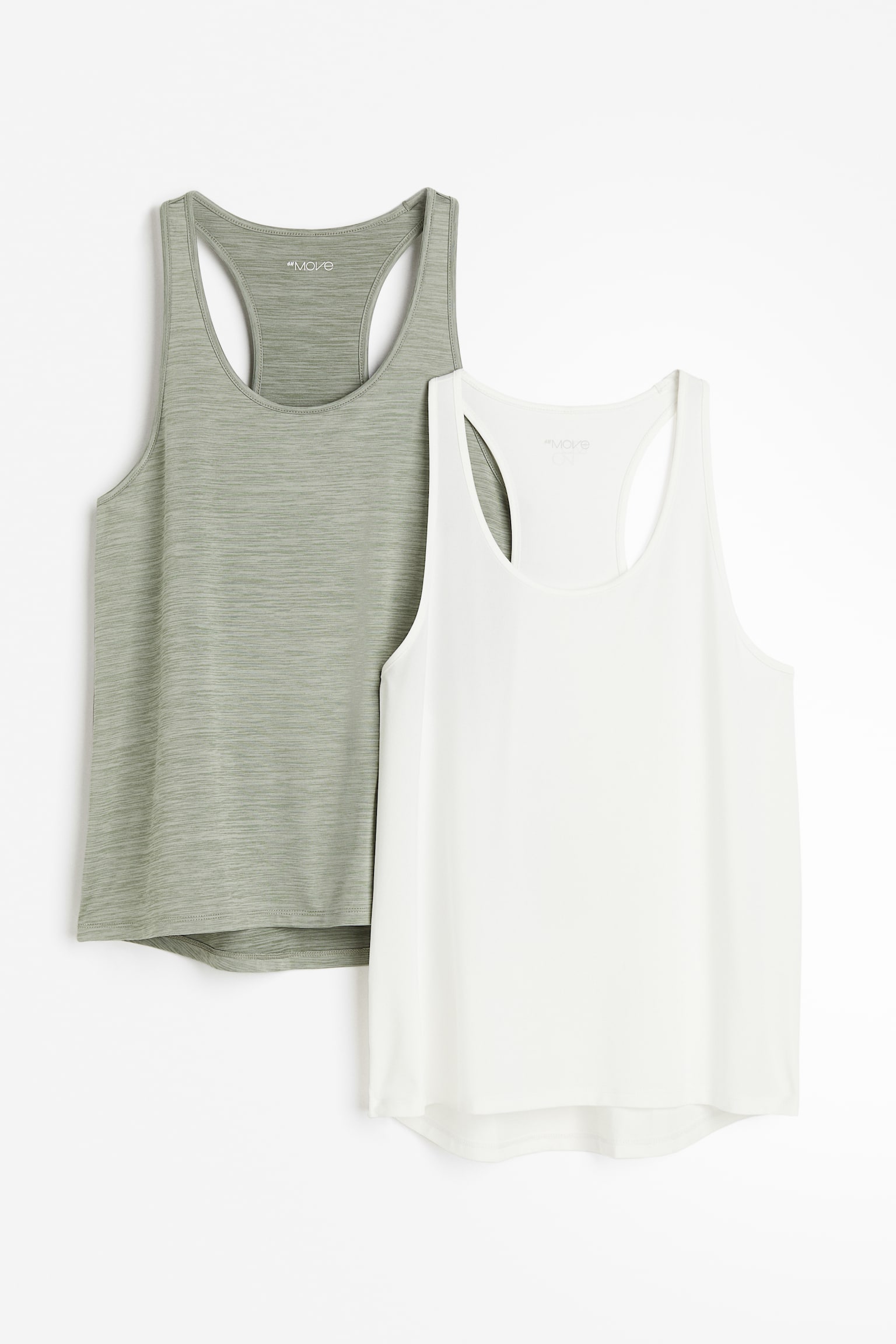 2-pack sports vest tops in DryMove™ - Khaki green/White/Dark grey/Light beige marl/Dark grey/White/Black - 1