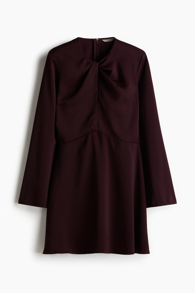 Twist-detail dress - Burgundy/Black - 1