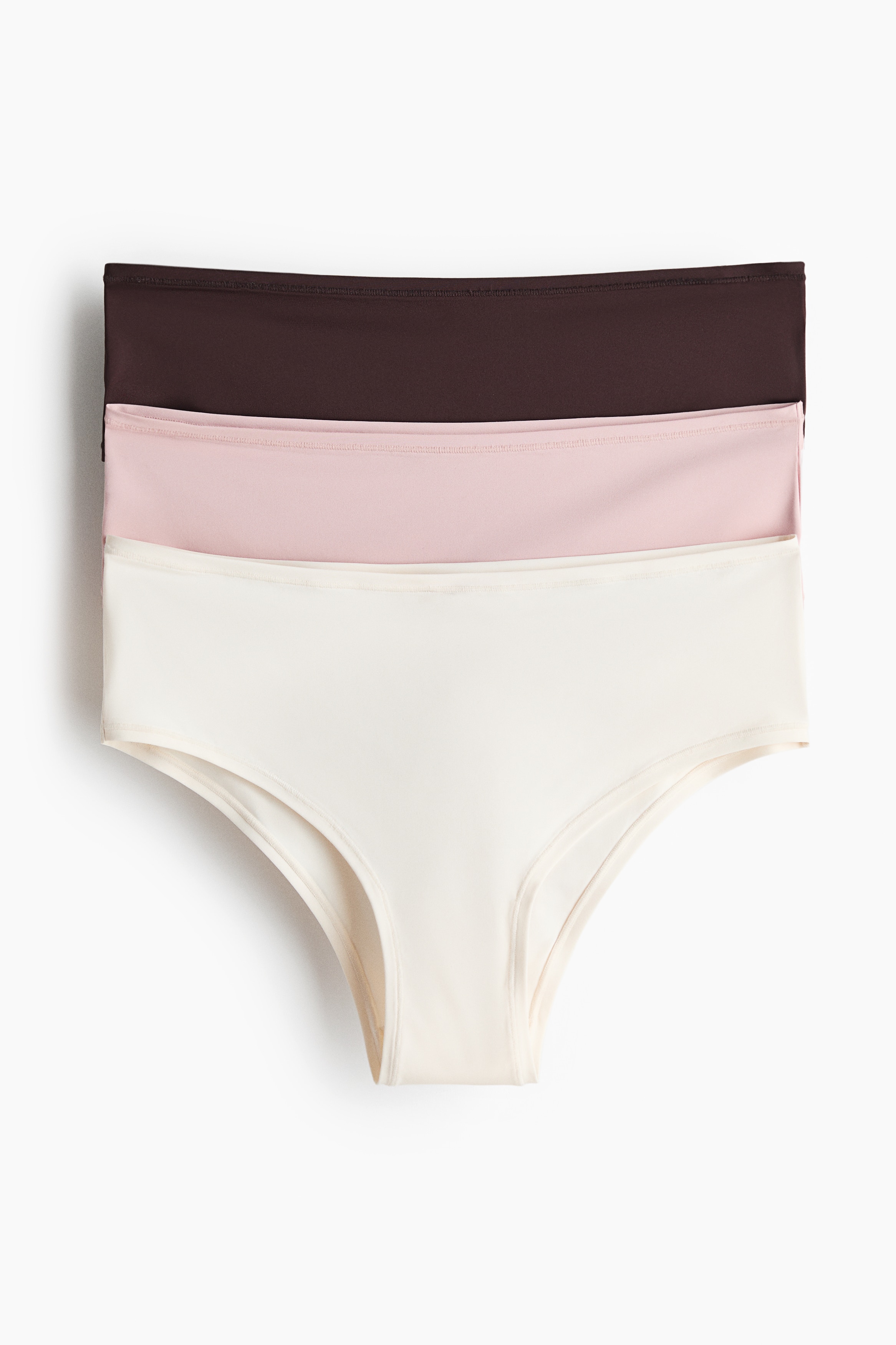 Hipster 3件入極細纖維內褲 - 深咖啡色/粉紅色/白色/黑色/米色/黑色/白色