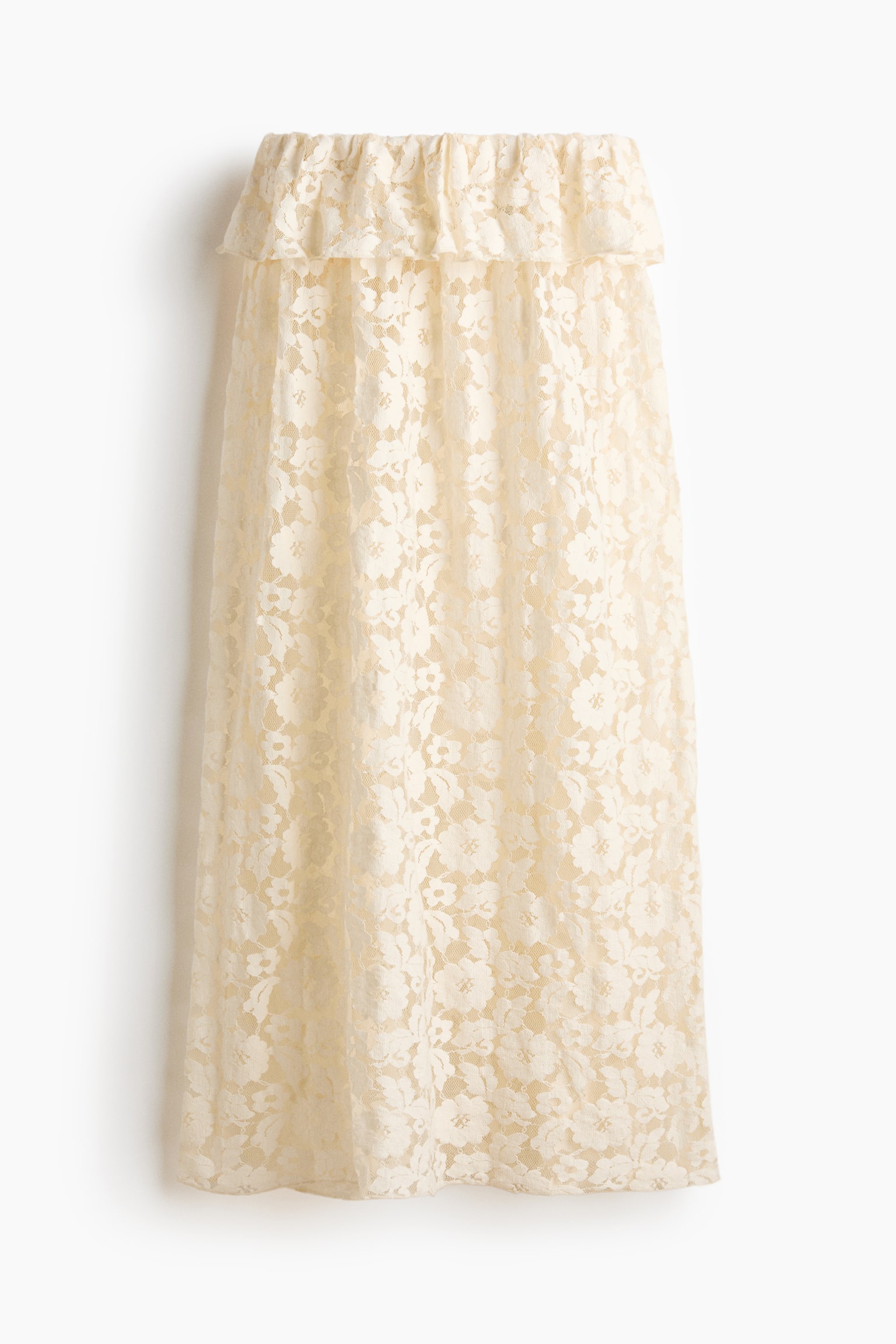Lace midi skirt - Light beige - 1