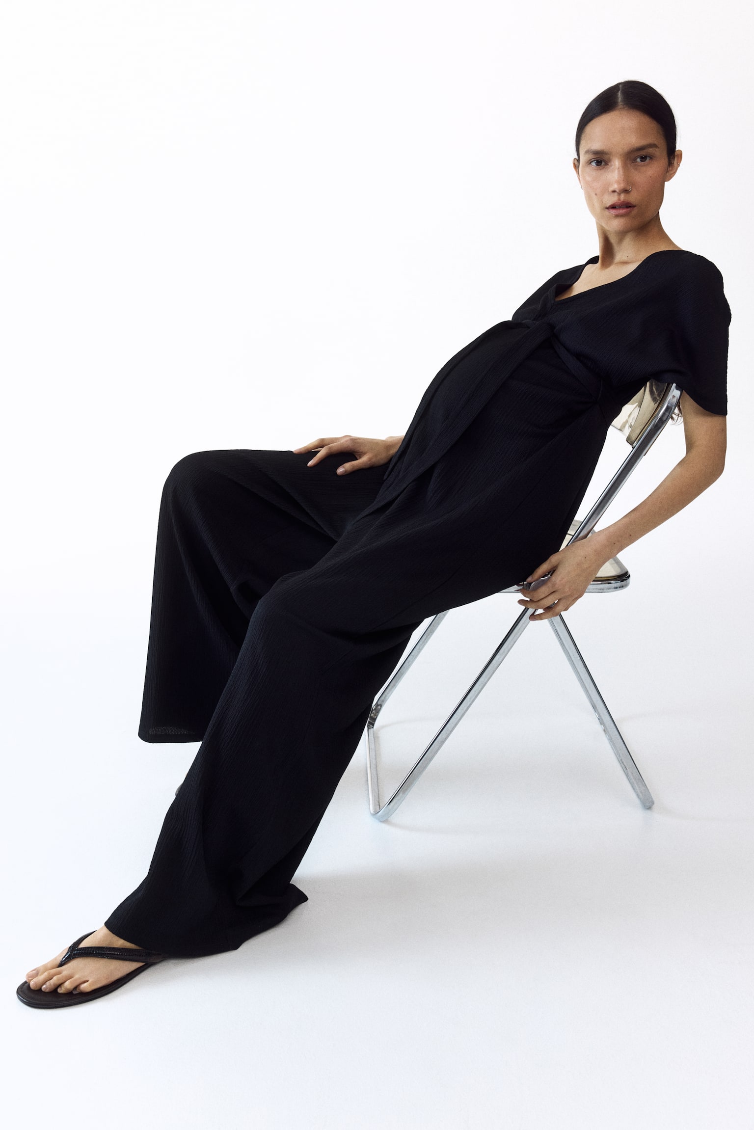 MAMA Short-sleeved tie-belt jumpsuit - 3